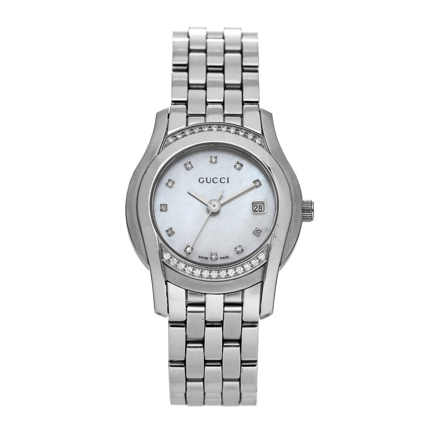Stainless Steel Diamond Bezel Mother of Pearl 27mm 5500L Quartz Watch