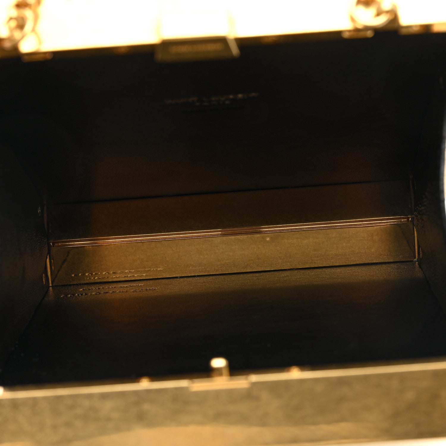 Saint Laurent Metal Calfskin Shagreen Embossed Monogram Minaudiere Tuxedo Box Clutch Blanc Vintage Light Bronze 5 of 10