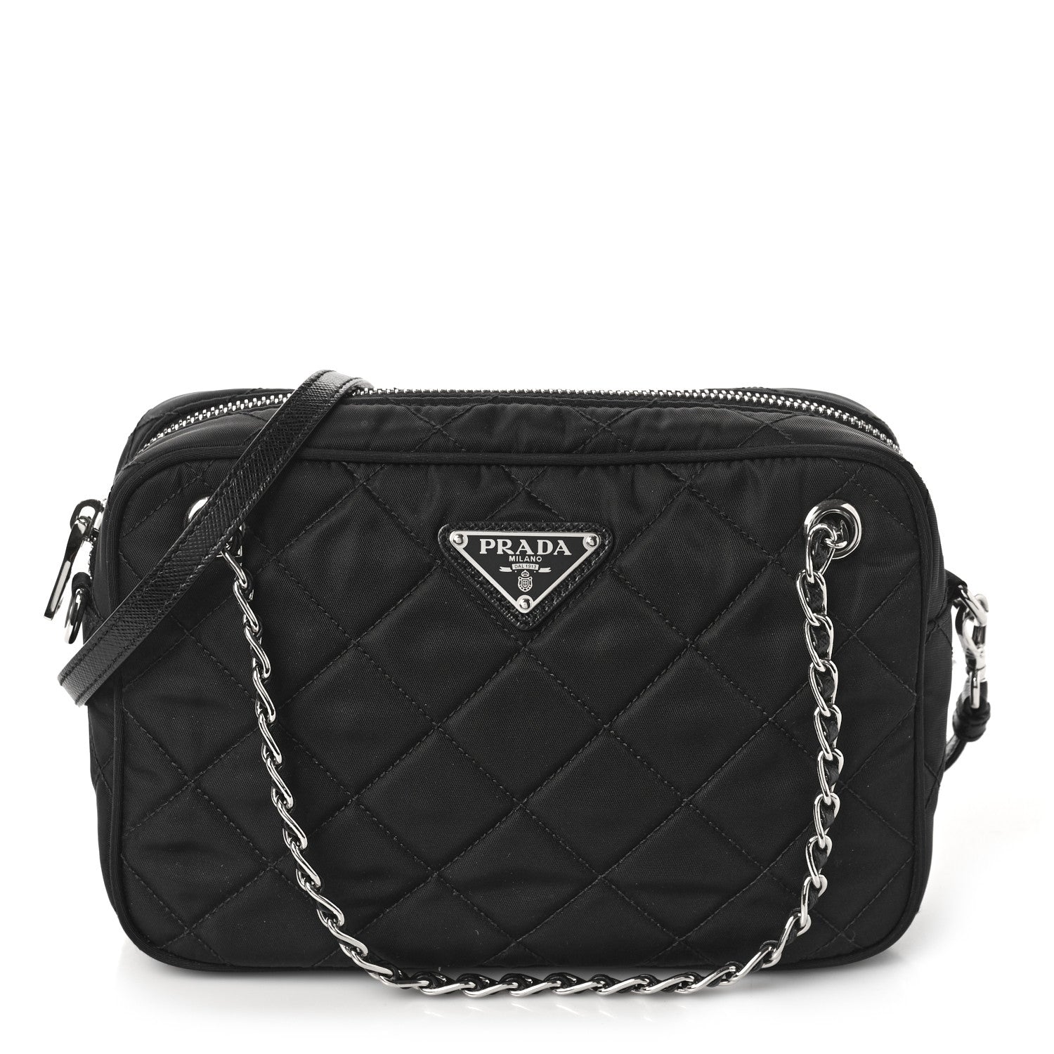 Prada Nylon Tessuto Impuntu Quilted Bandoliera Crossbody Bag Black 1 of 8
