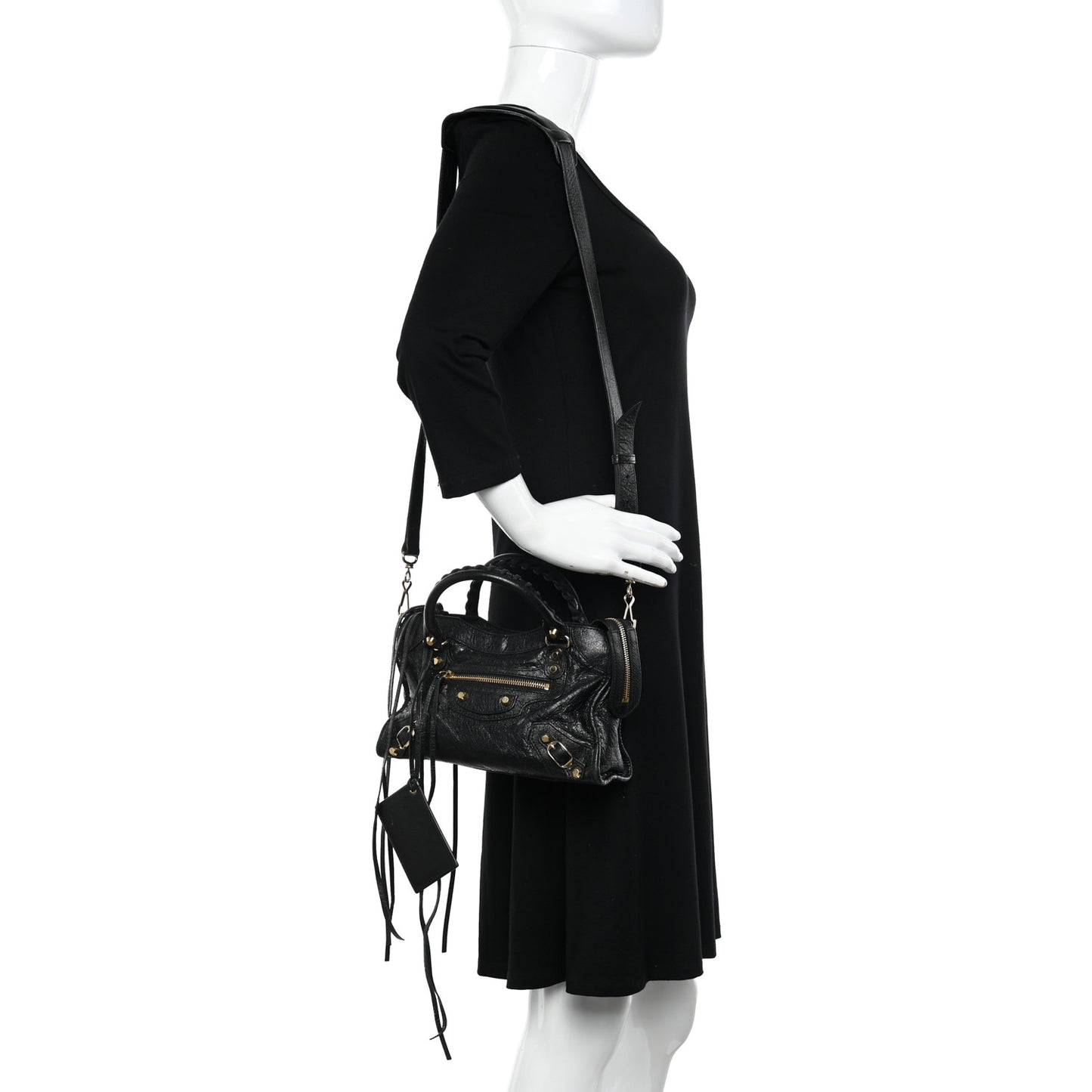 Agneau Classic Gold Hardware Mini City Black