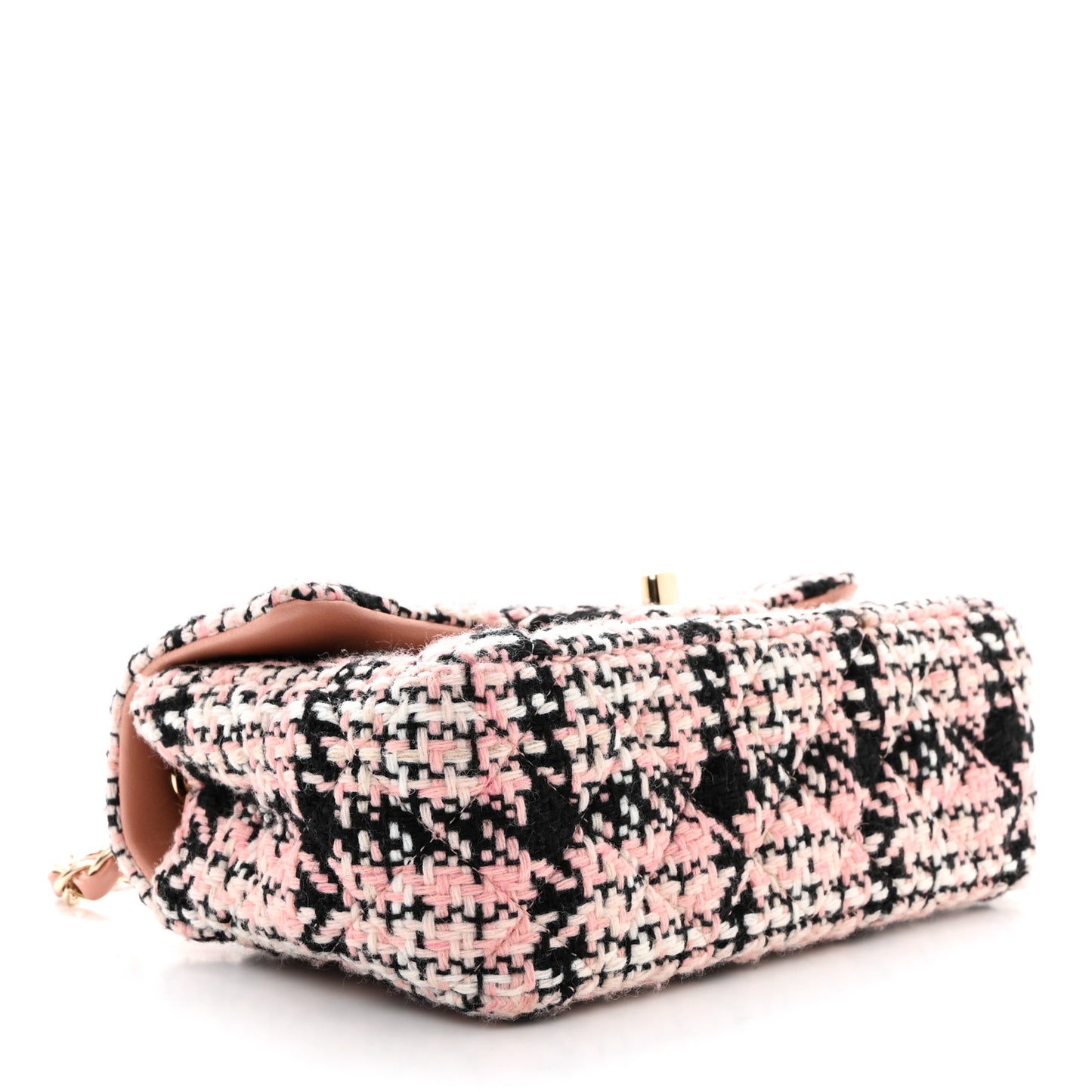 Tweed Quilted Mini Rectangular Flap Pink Black White
