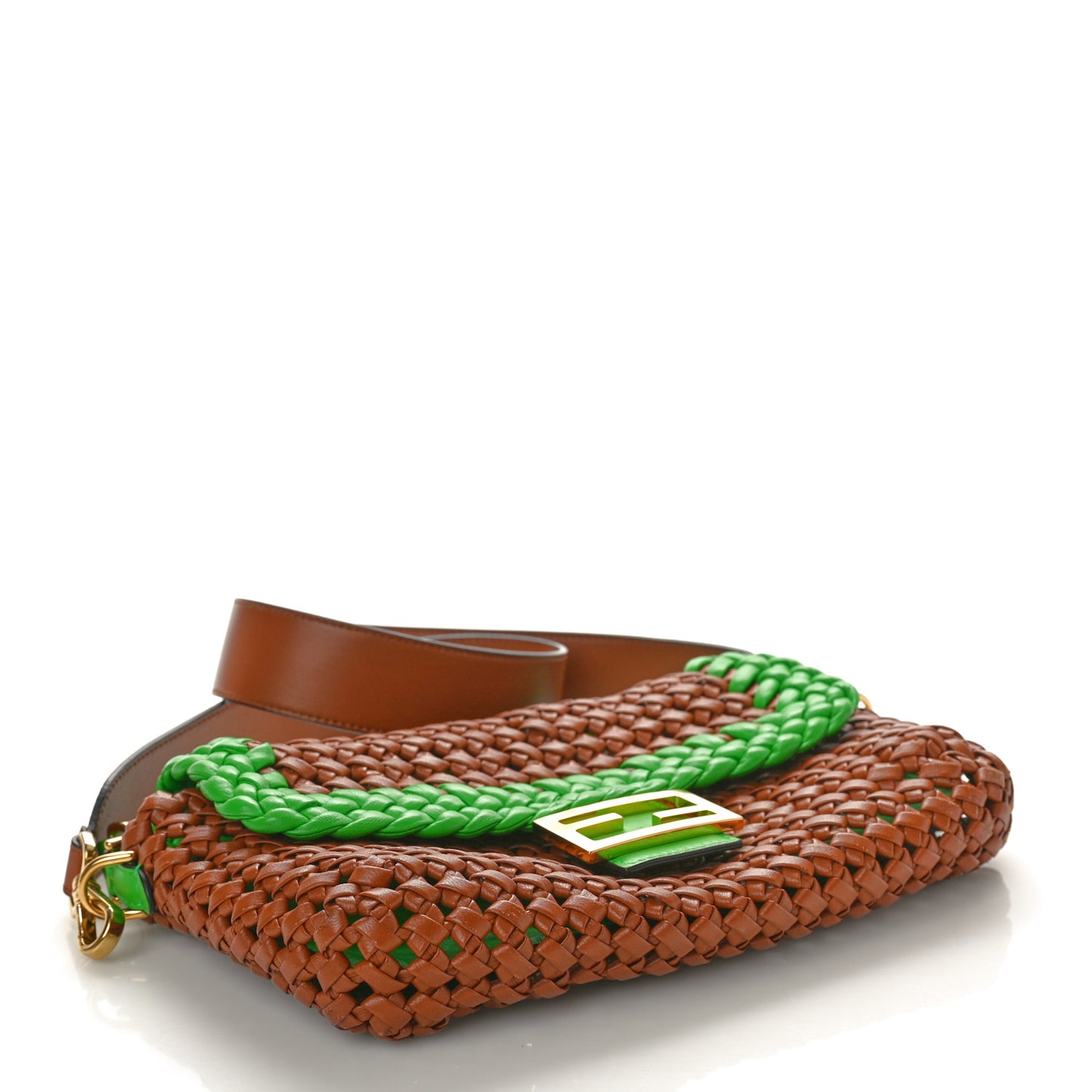 Nappa FF Woven Baguette Cuoio Tomatillo