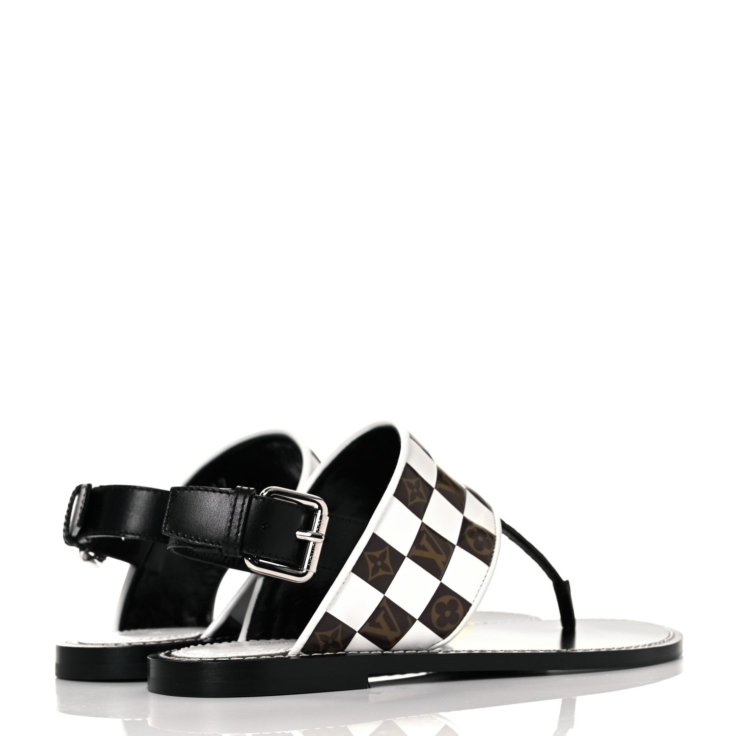 Monogram Calfskin Matchmake Flat Thong Sandals 36 Black
