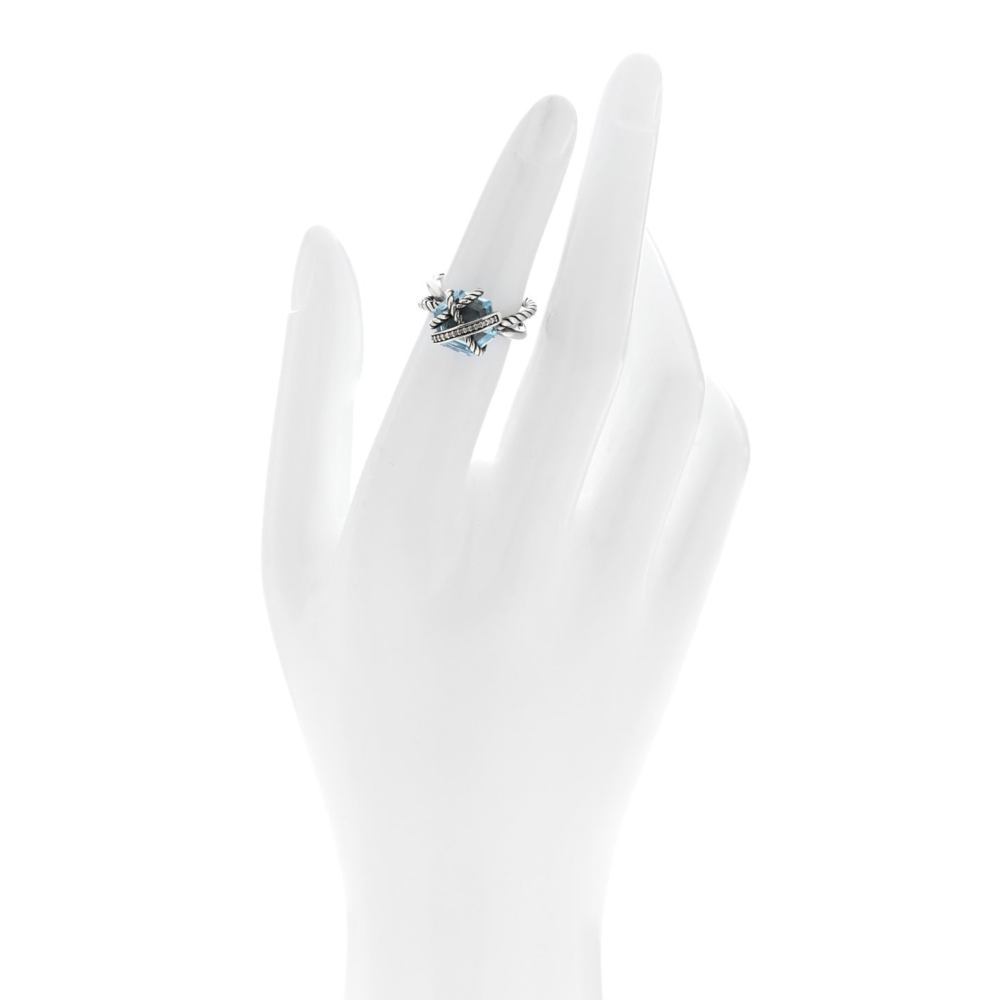 Sterling Silver Diamond Blue Topaz 10mm Cable Wrap Ring 47 4.25