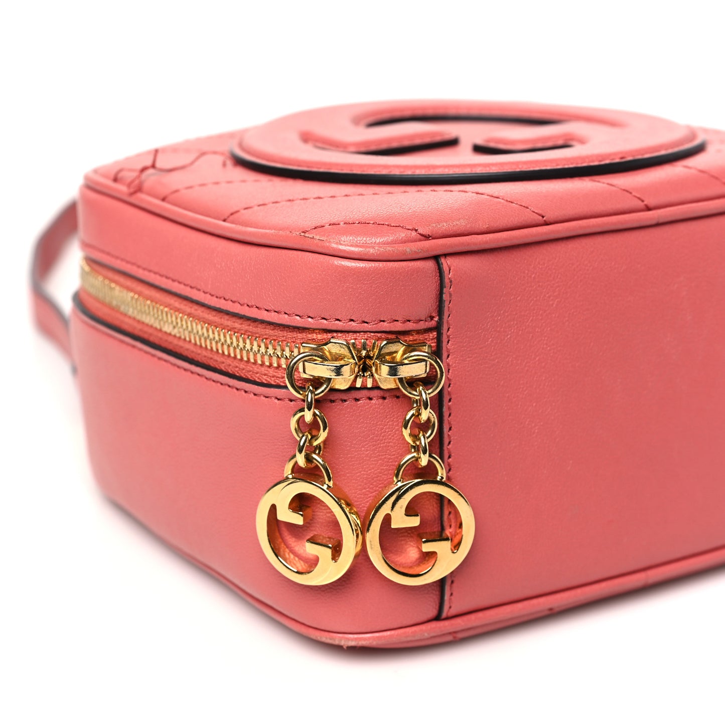 Sakai Be Green Calfskin Diagonal Stitched Blondie Top Handle Bag Pink