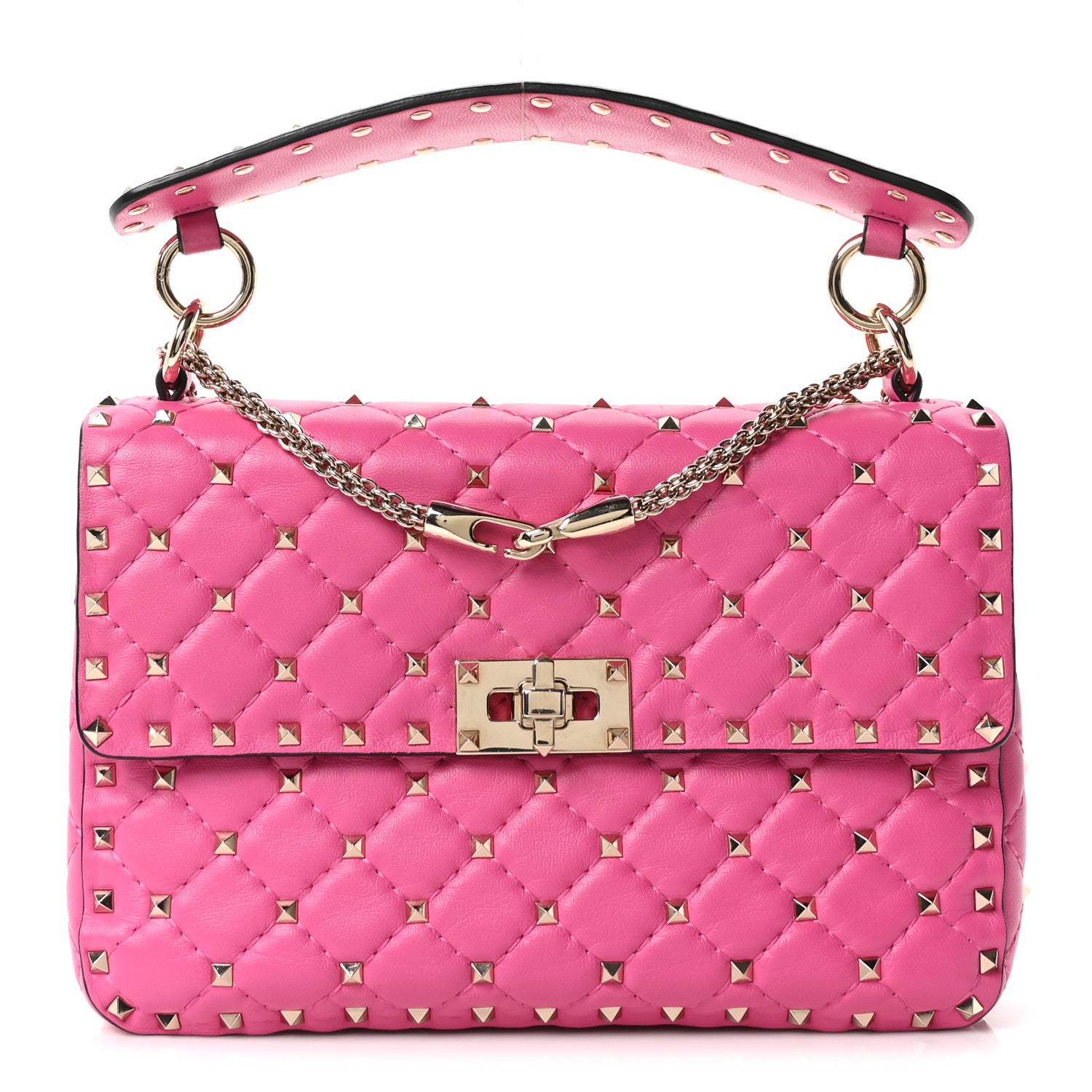 Valentino Garavani Nappa Medium Rockstud Spike Shoulder Bag Pink