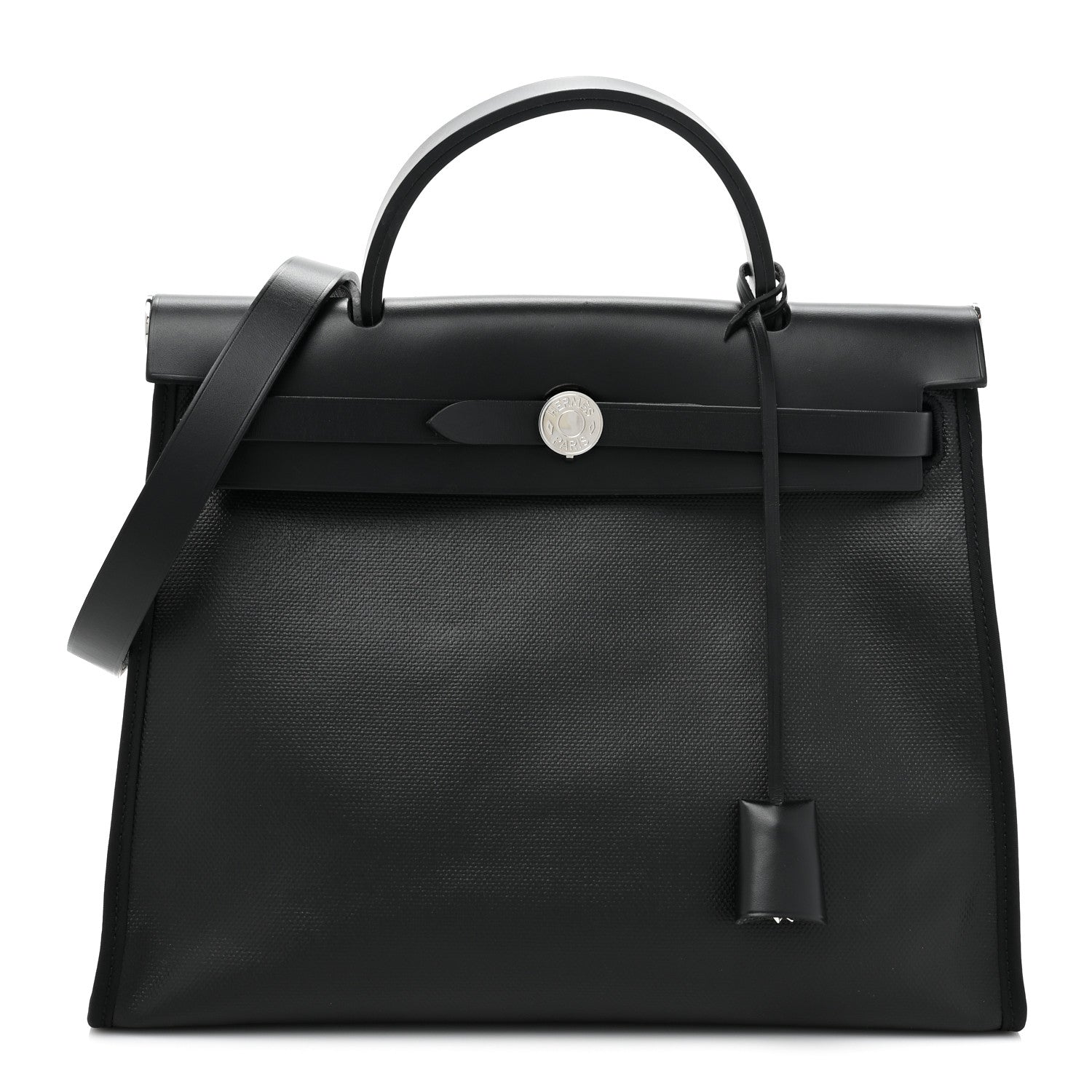 Hermes Toile H Berline Vache Hunter Herbag Zip PM 31 Black Ecru 1 of 13
