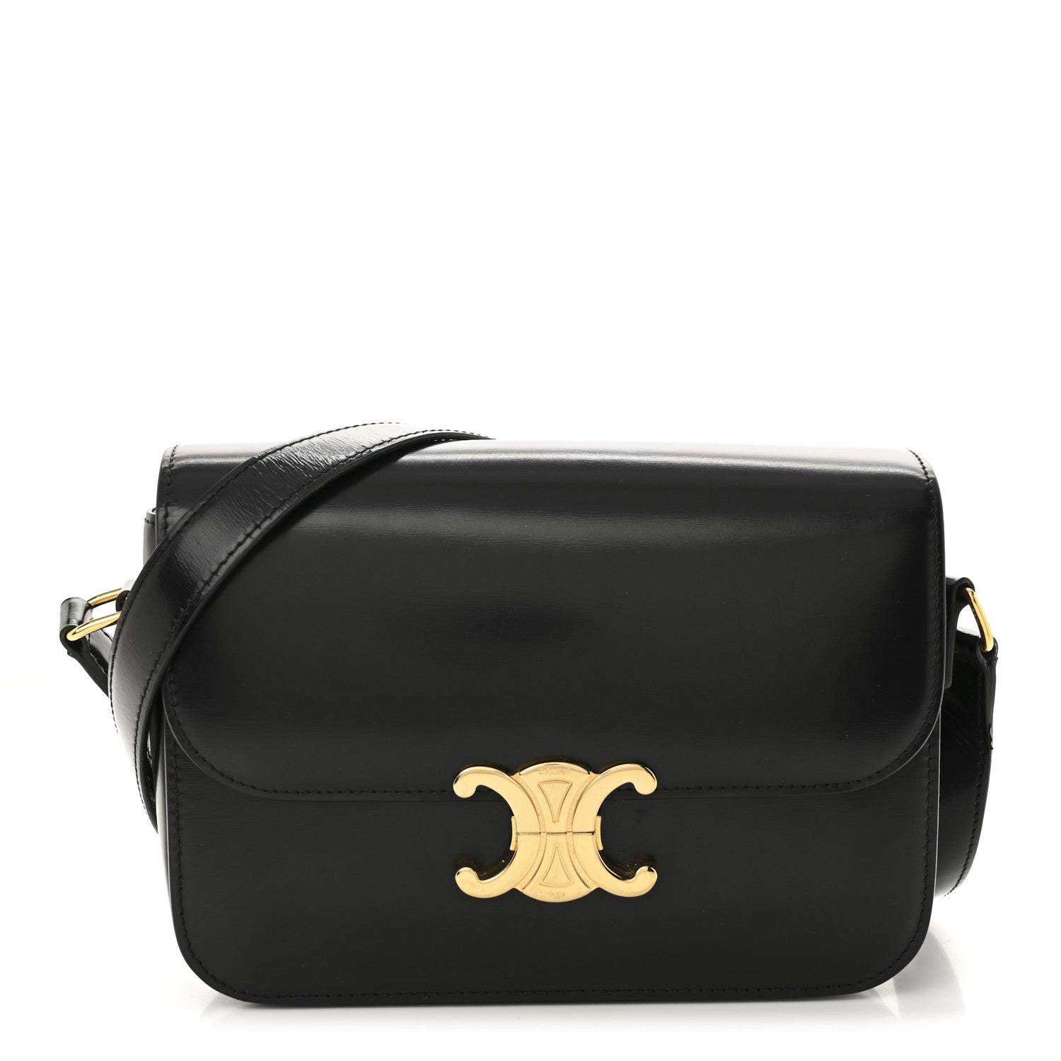 Celine Shiny Calfskin Medium Triomphe Black 1 of 14