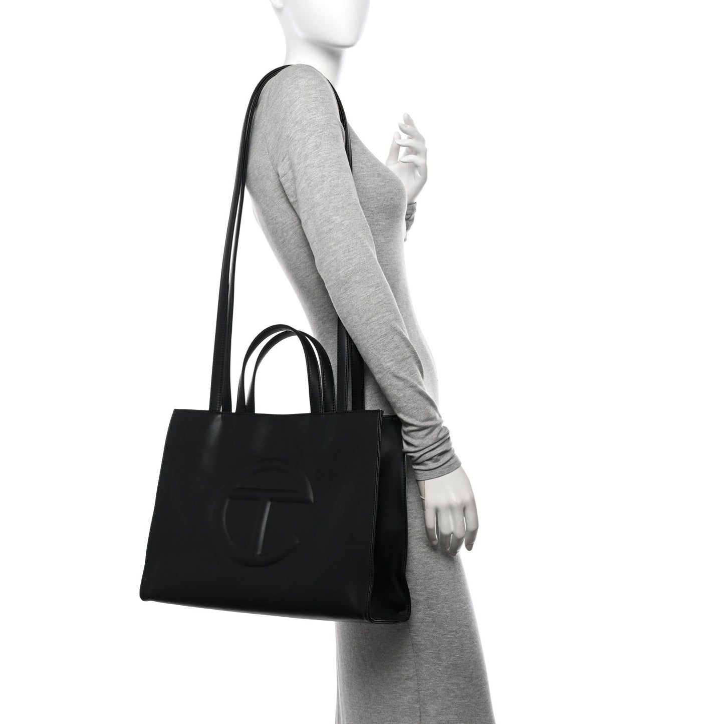 Vegan Leather Medium Shopping Bag Black