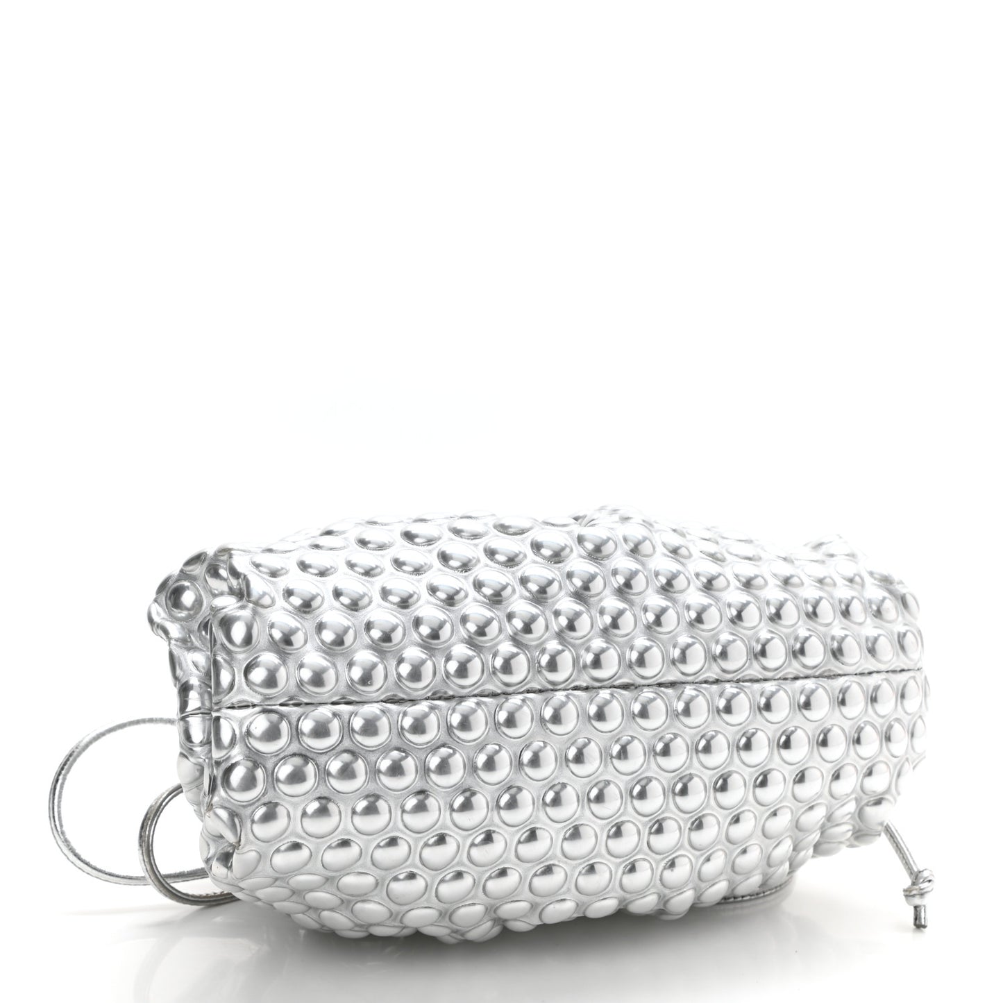 Metallic Fabric Studded The Mini Pouch Silver