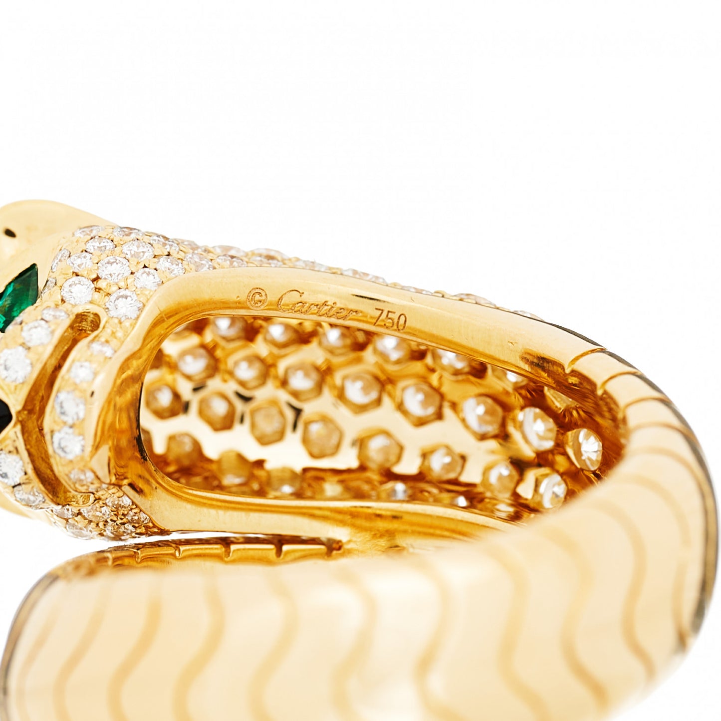 18K Yellow Gold Diamond Tsavorite Black Onyx Panthere De Cartier Bypass Ring 55 7.25