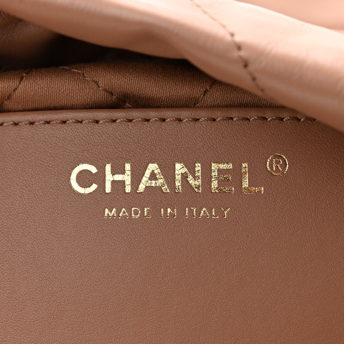 Shiny Calfskin Quilted Mini Chanel 22 Dark Beige
