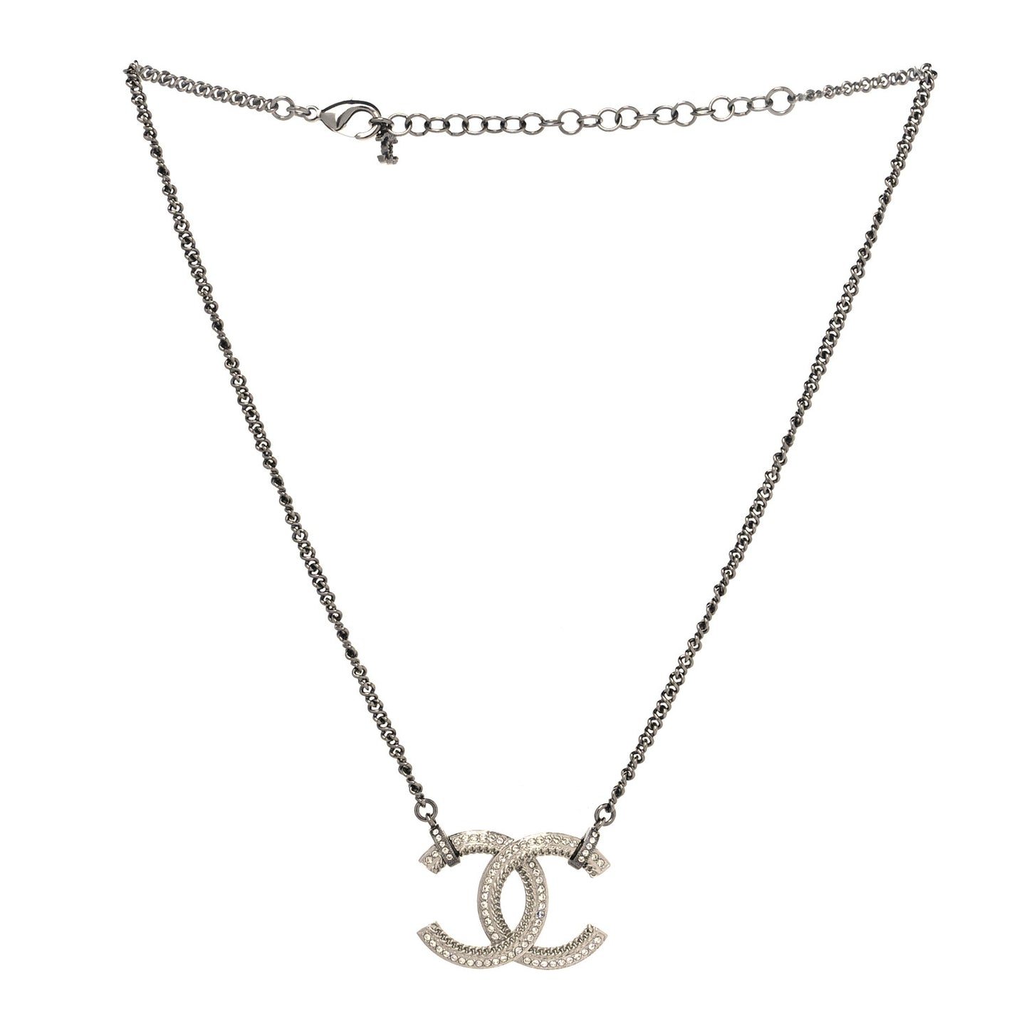 Crystal CC Pendant Necklace Silver