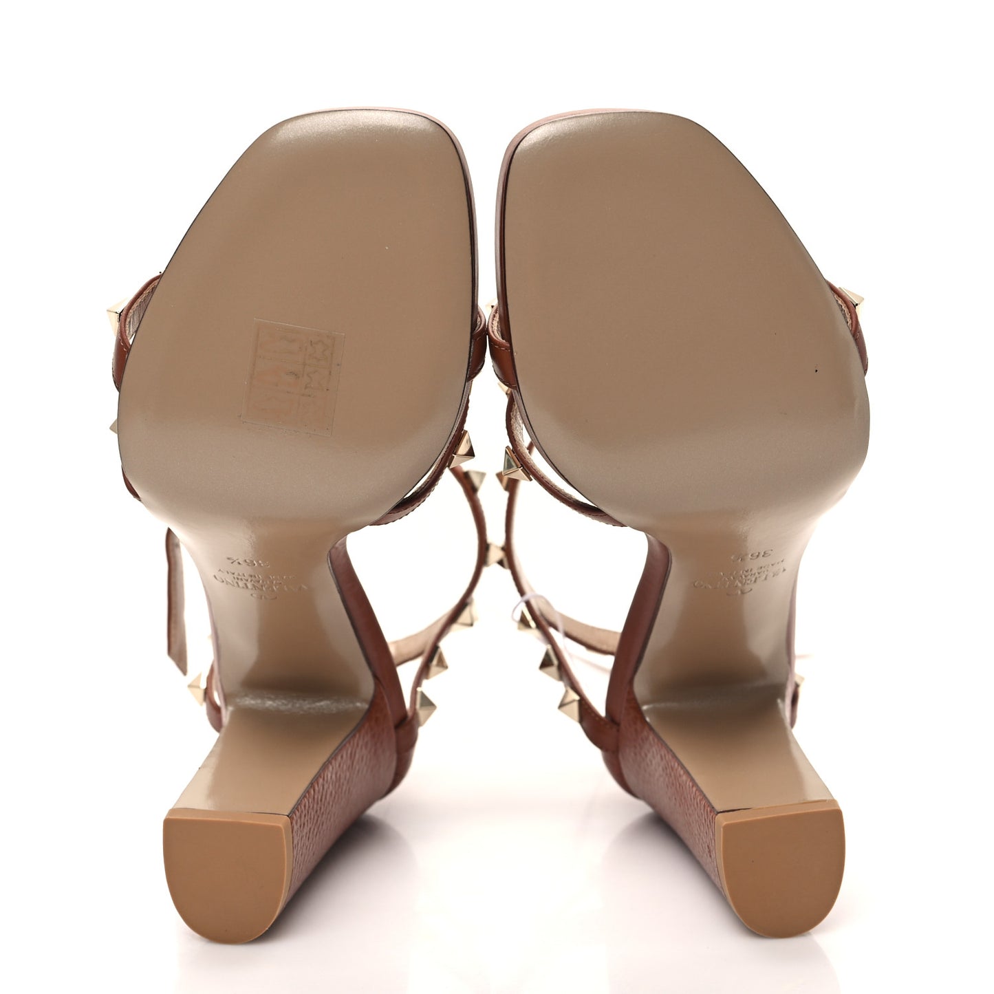 Pebbled Calfskin Rockstud Cross Strap 05/105mm Sandals 36.5 Selleria