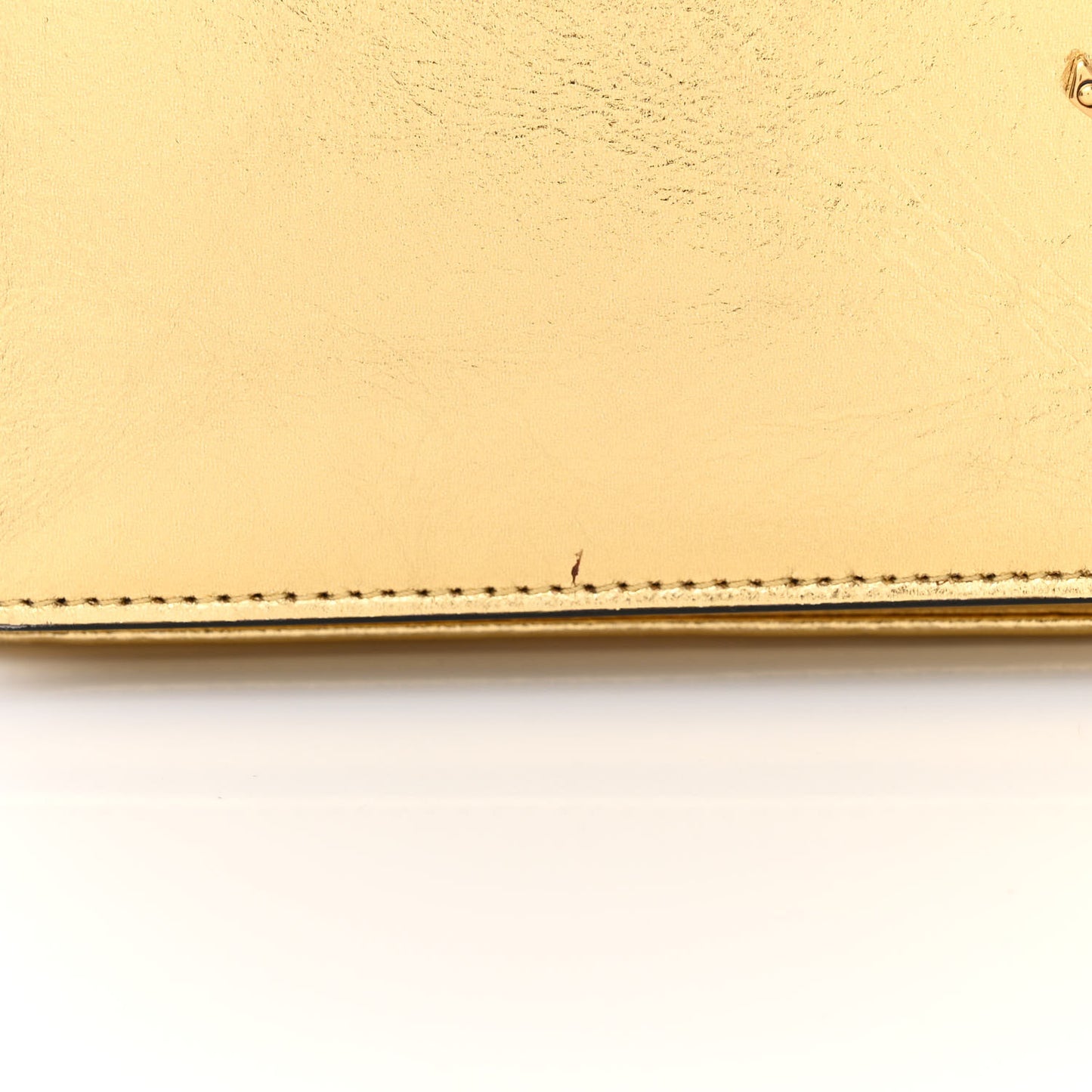 Metallic Calfskin Monogram Chain Wallet Gold