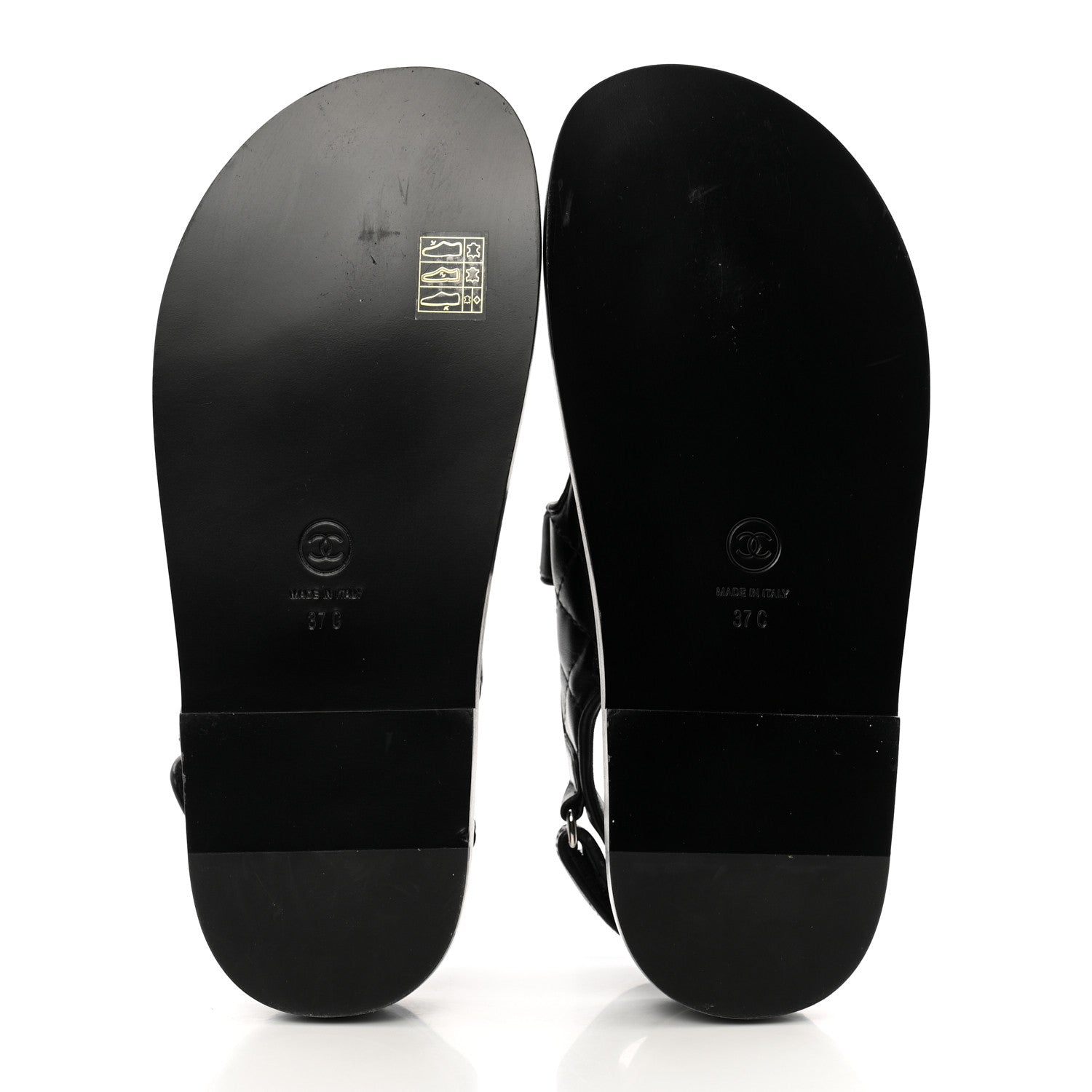 Chanel Lambskin Quilted Velcro Dad Sandals 37 So Black 6 of 9