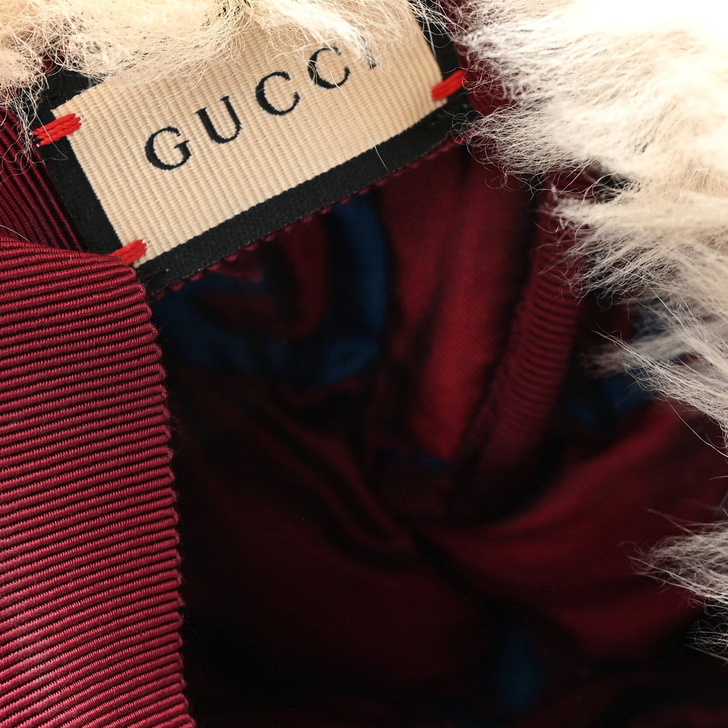 Nylon Shearling Padded GG Print Cap Hat S Blue Red