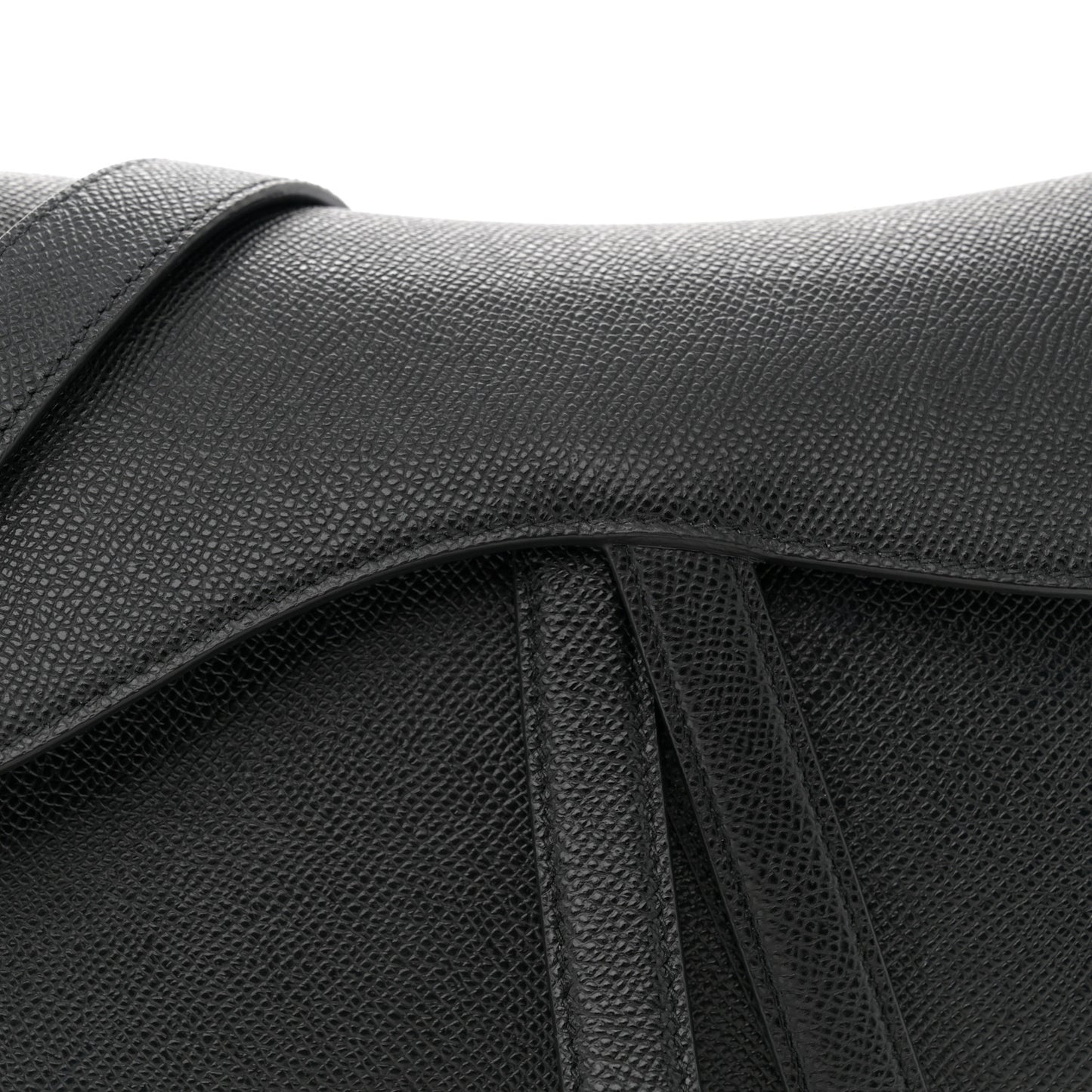 Grained Calfskin Saddle Bag With Strap Black