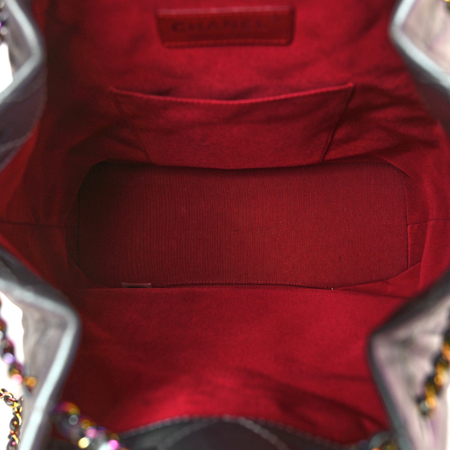 Iridescent Lambskin Calfskin Quilted Gabrielle Backpack Light Purple