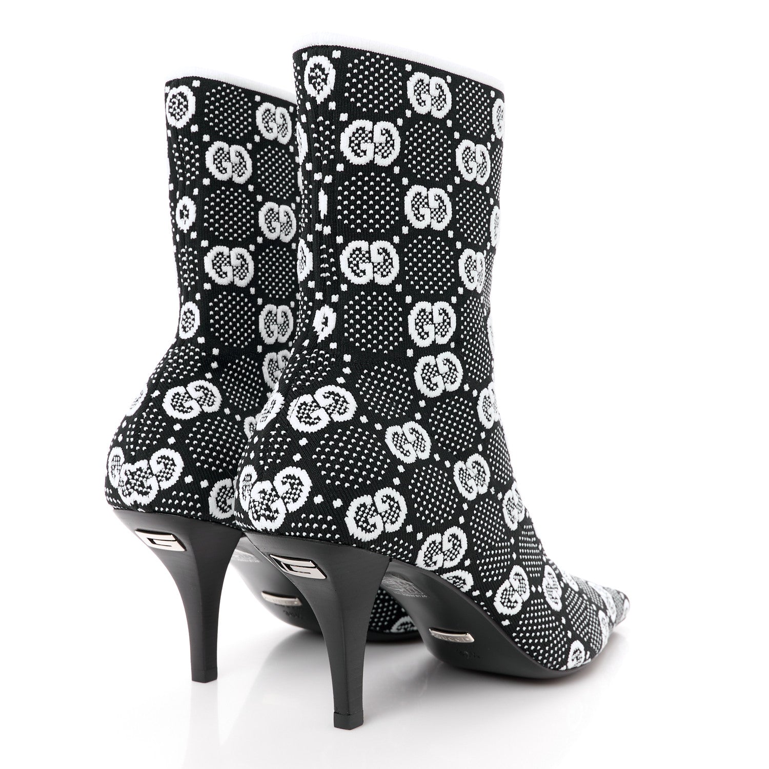 Gucci Technical Jersey Knit GG Monogram Square G 75mm Ankle Boots 38.5 Black Great White 4 of 8
