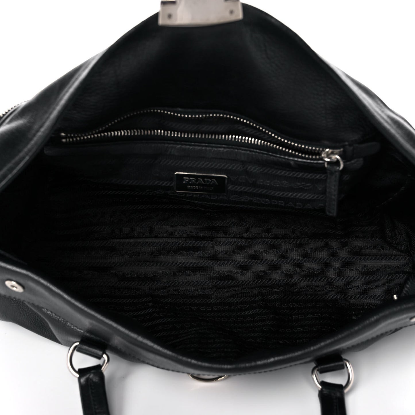 Royal Calf Easy Foldover Pushlock Satchel Black