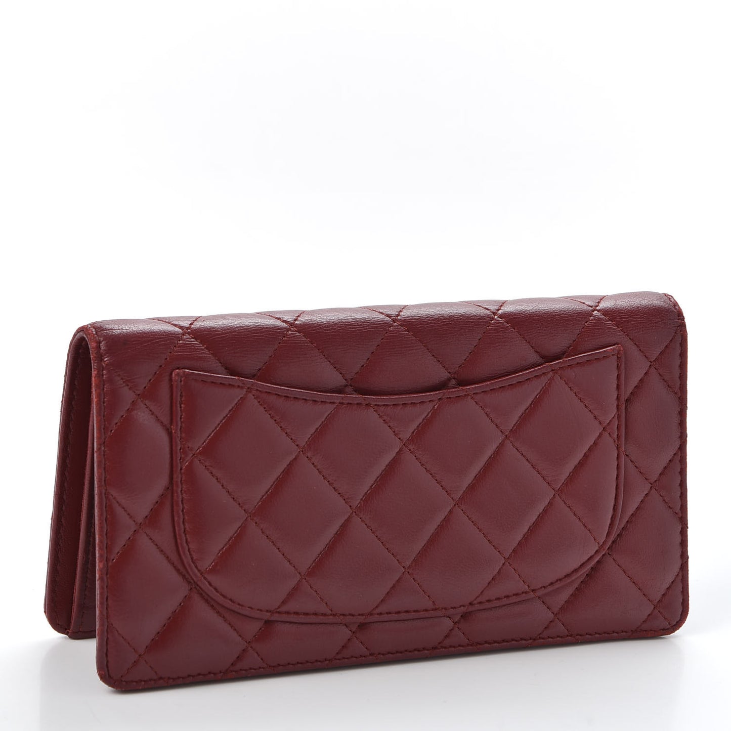 Lambskin Quilted Yen Wallet Red