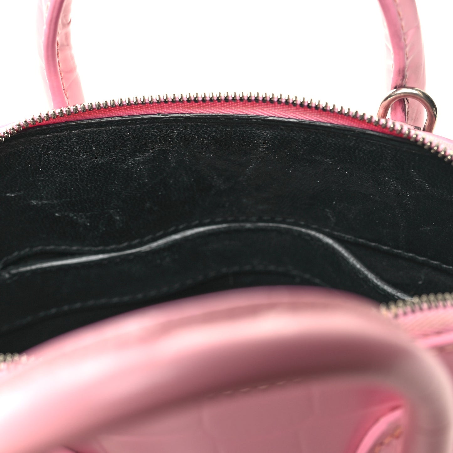 Semi Shiny Calfskin Rivet Crocodile Embossed XXS Ville Top Handle Bag Pink