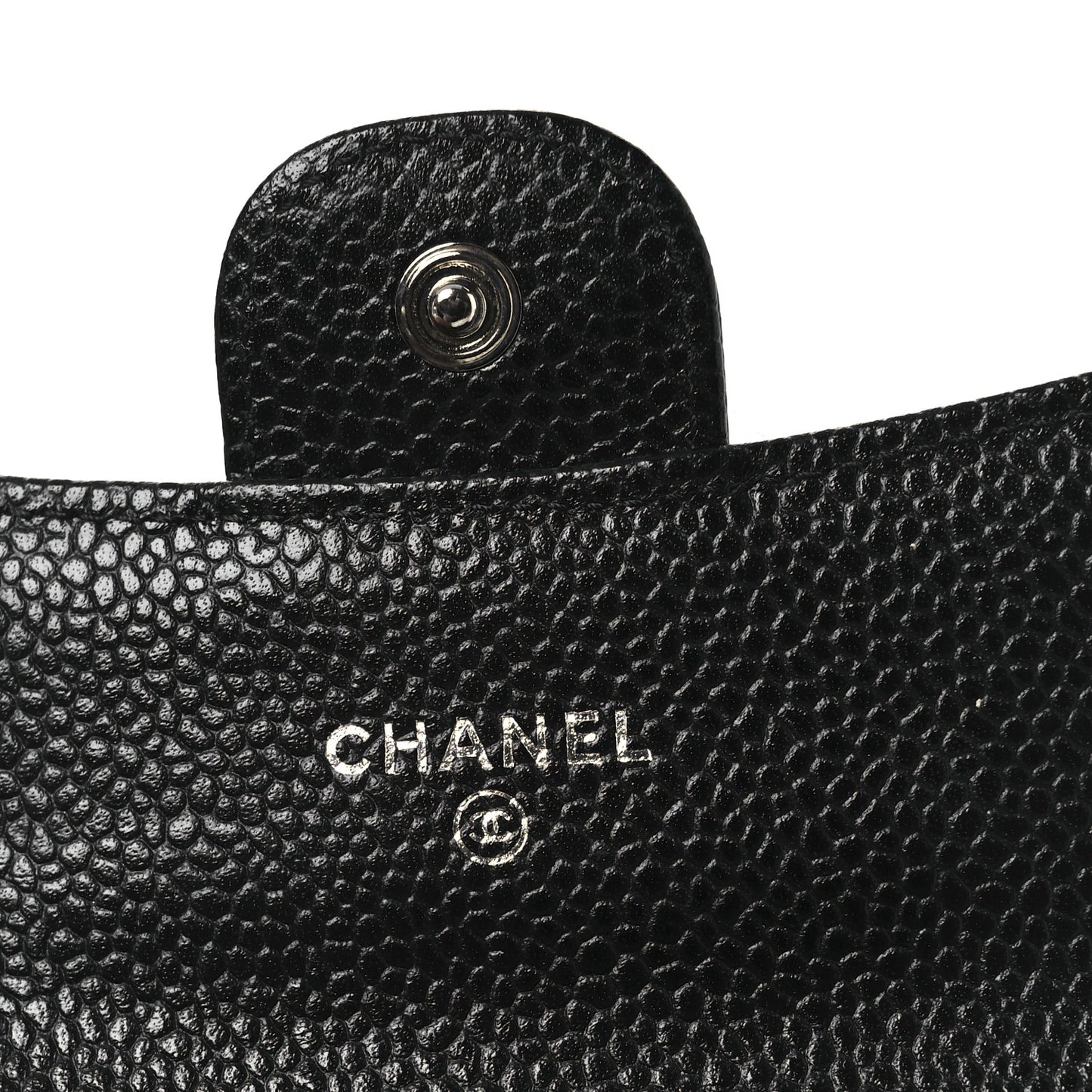 Caviar Quilted Flap Card Holder Wallet Black