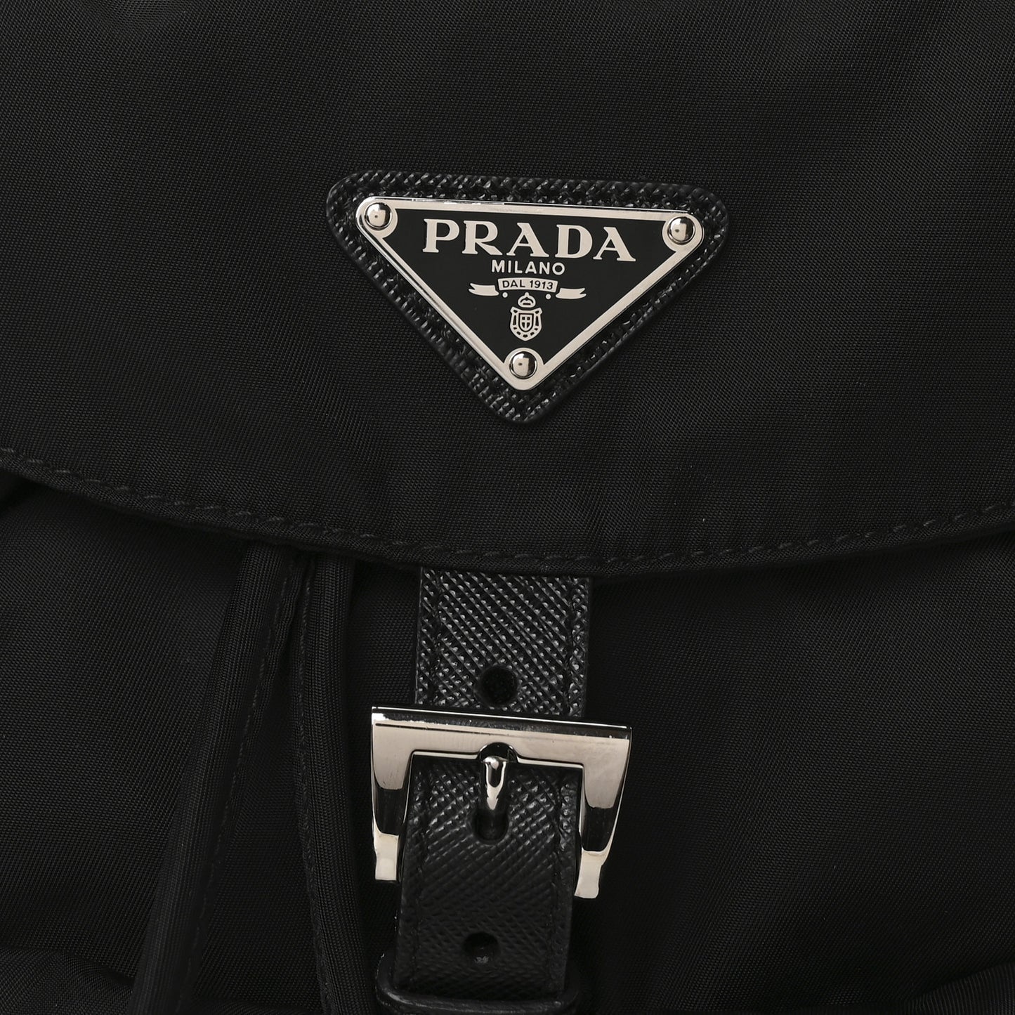 Tessuto Nylon Saffiano Small Backpack Black