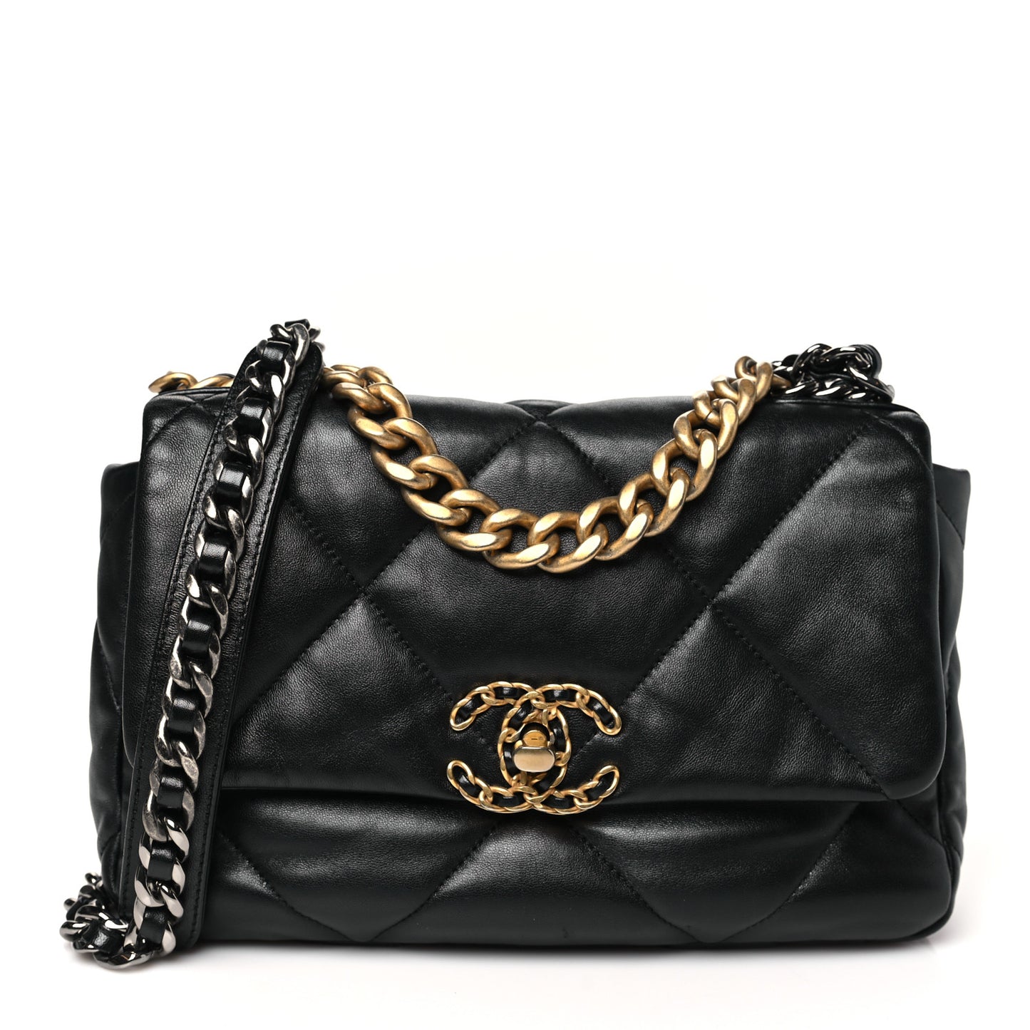 Lambskin Quilted Medium Chanel 19 Flap Black