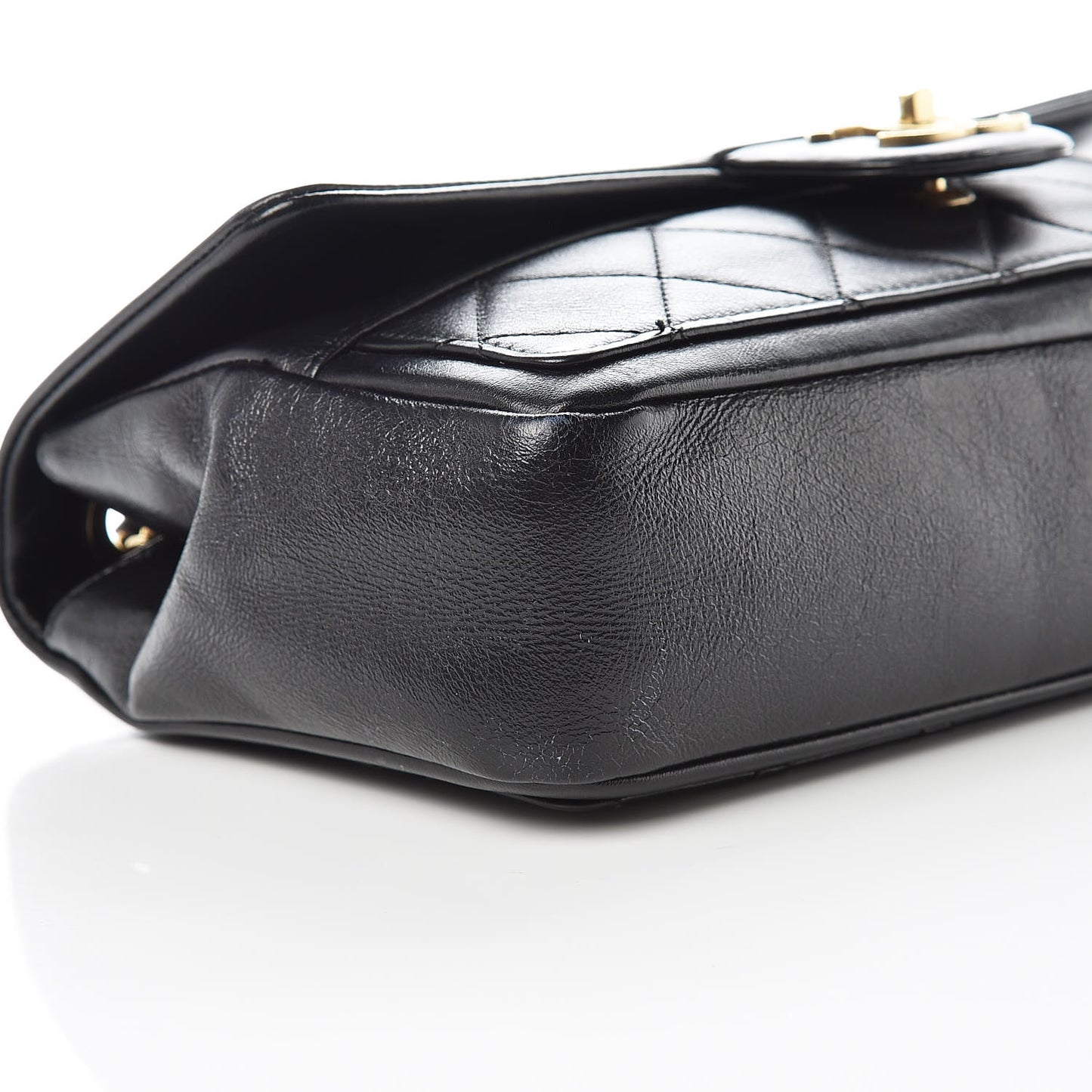 Calfskin Quilted Medium Graphic Flap Bag Black