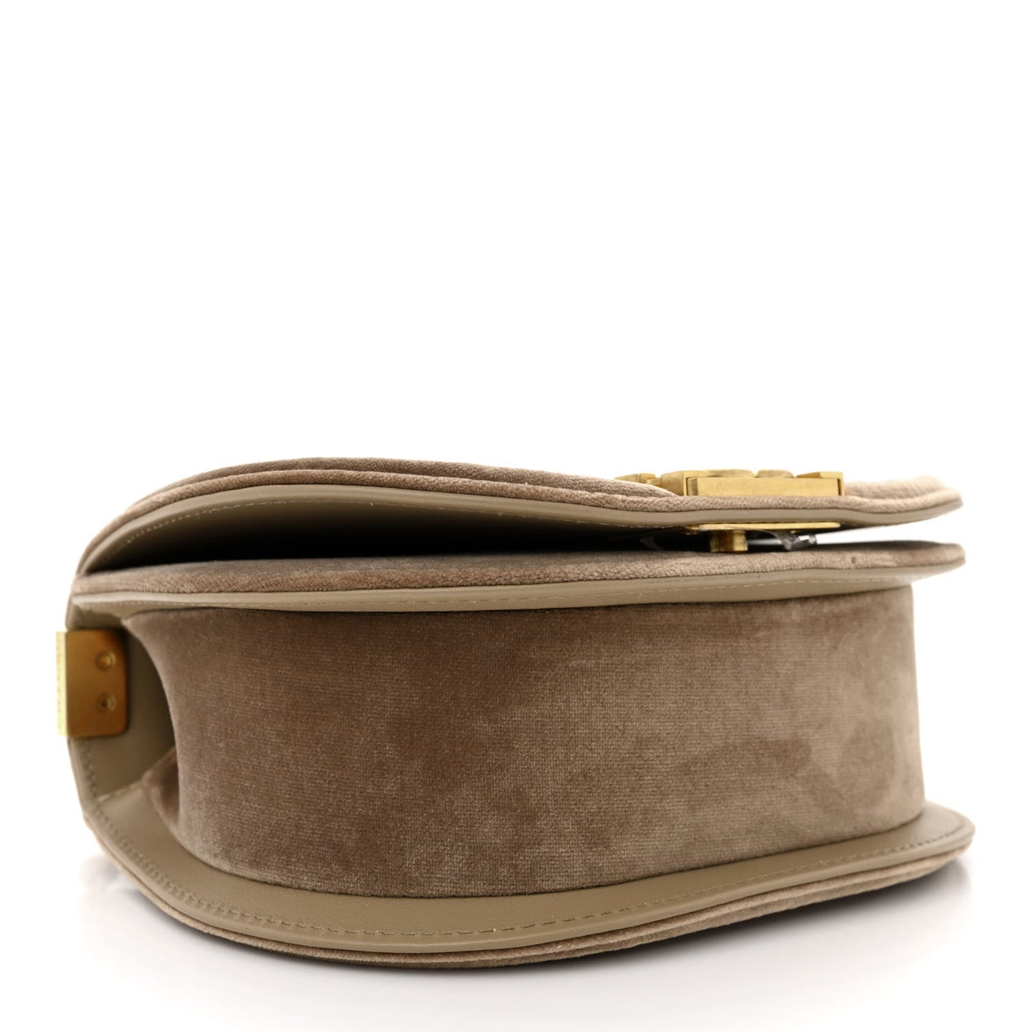 Velvet Quilted Small Boy Messenger Bag Beige