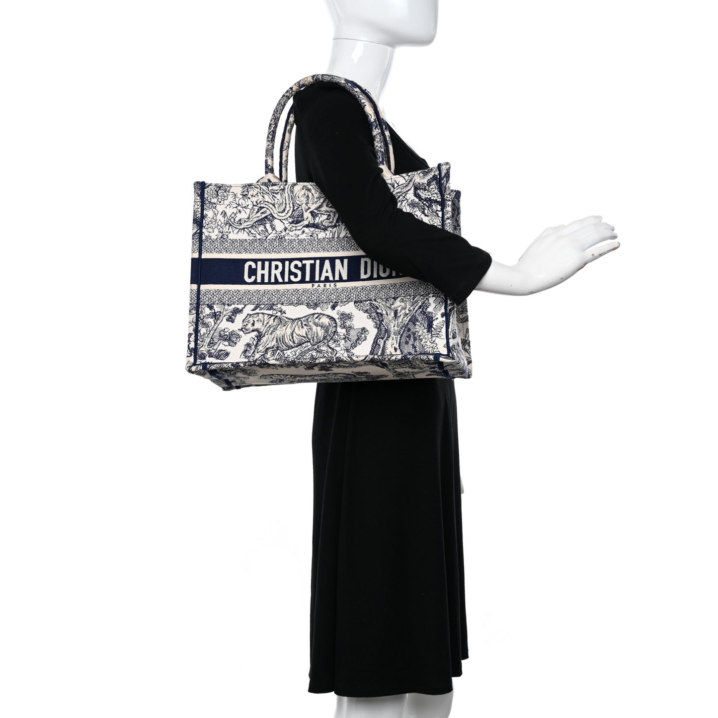Canvas Embroidered Medium Dioriviera Toile De Jouy Book Tote Blue