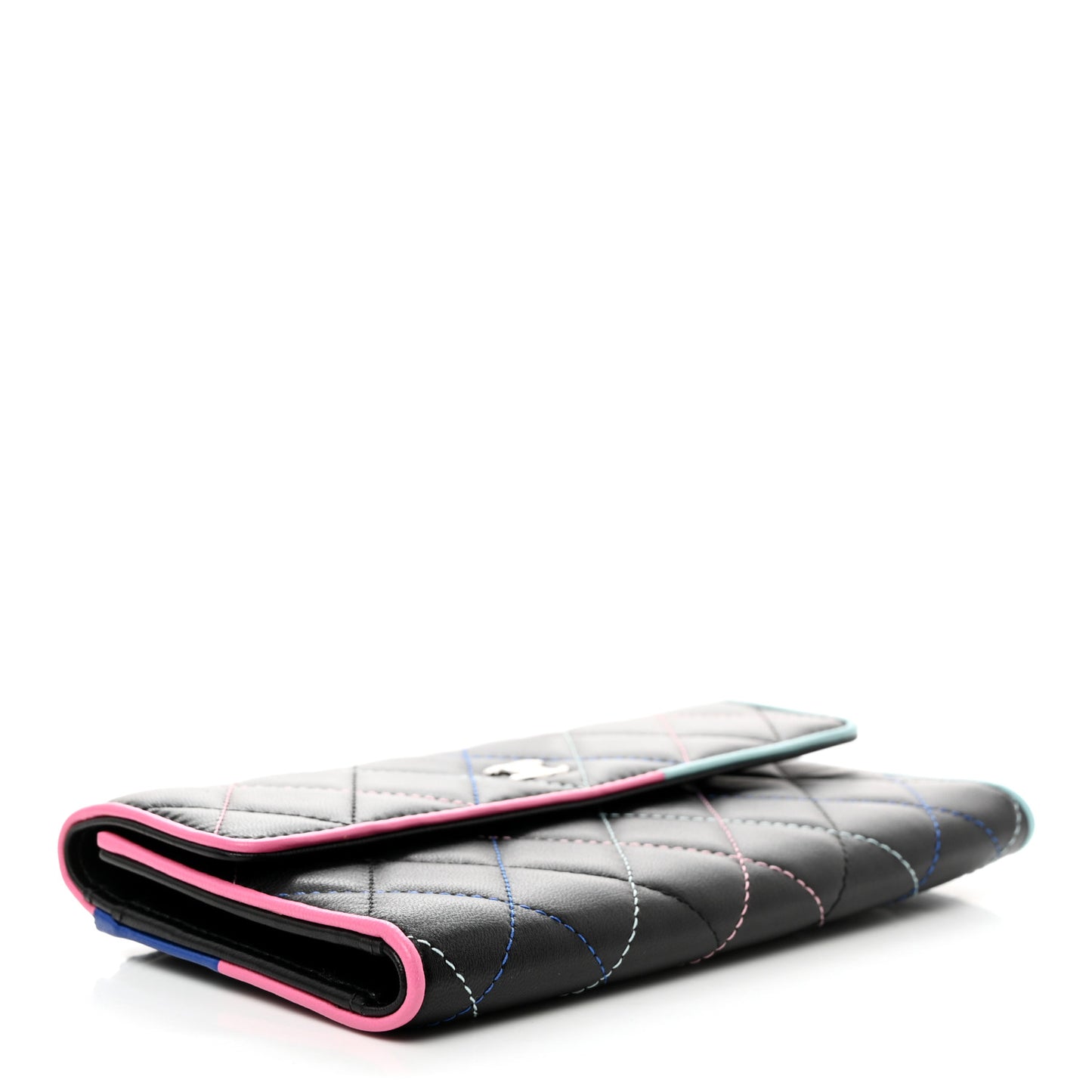 Lambskin Quilted Long Flap Wallet Multicolor