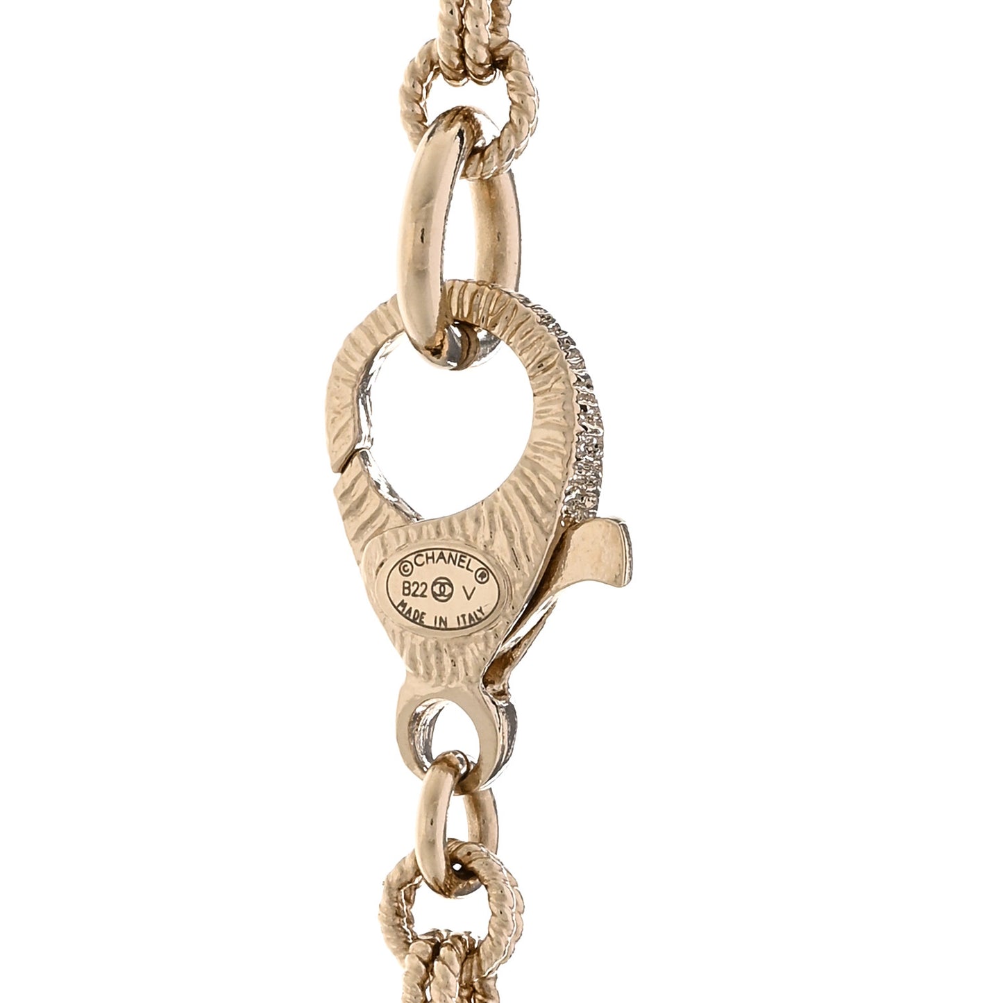 Pearl CC Long Necklace Light Gold