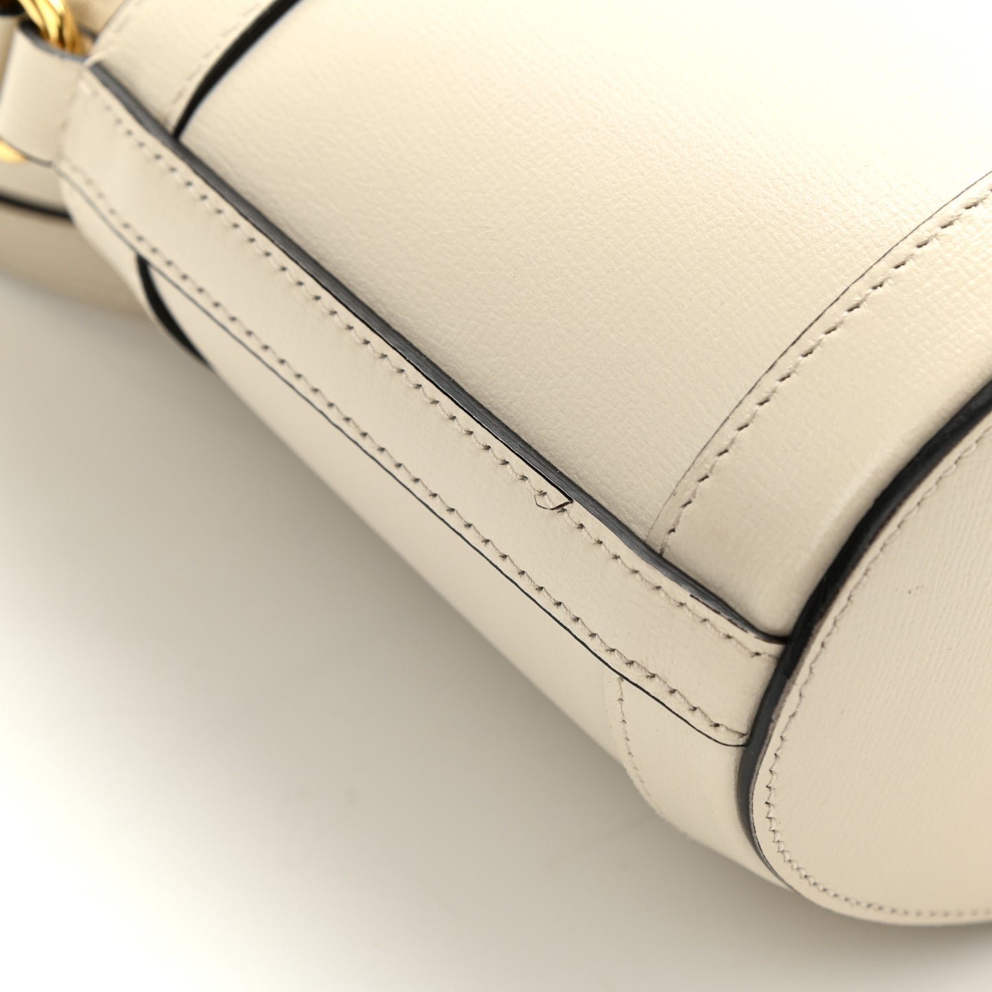 Azalea Sakai Calfskin Horsebit 1955 Drawstring Bucket Bag Mystic White