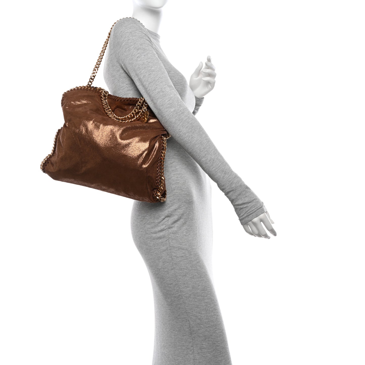 Metallic Shaggy Deer Small Falabella Tote Bronze