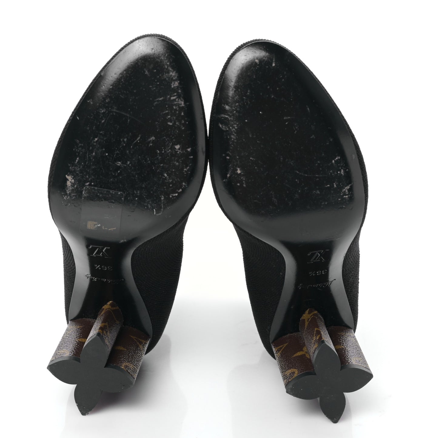 Monogram Stretch Fabric Silhouette Ankle Boots 36.5 Black