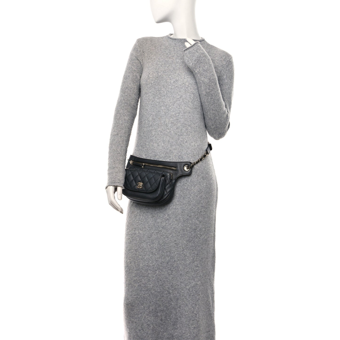Calfskin Quilted Waist Bag Black