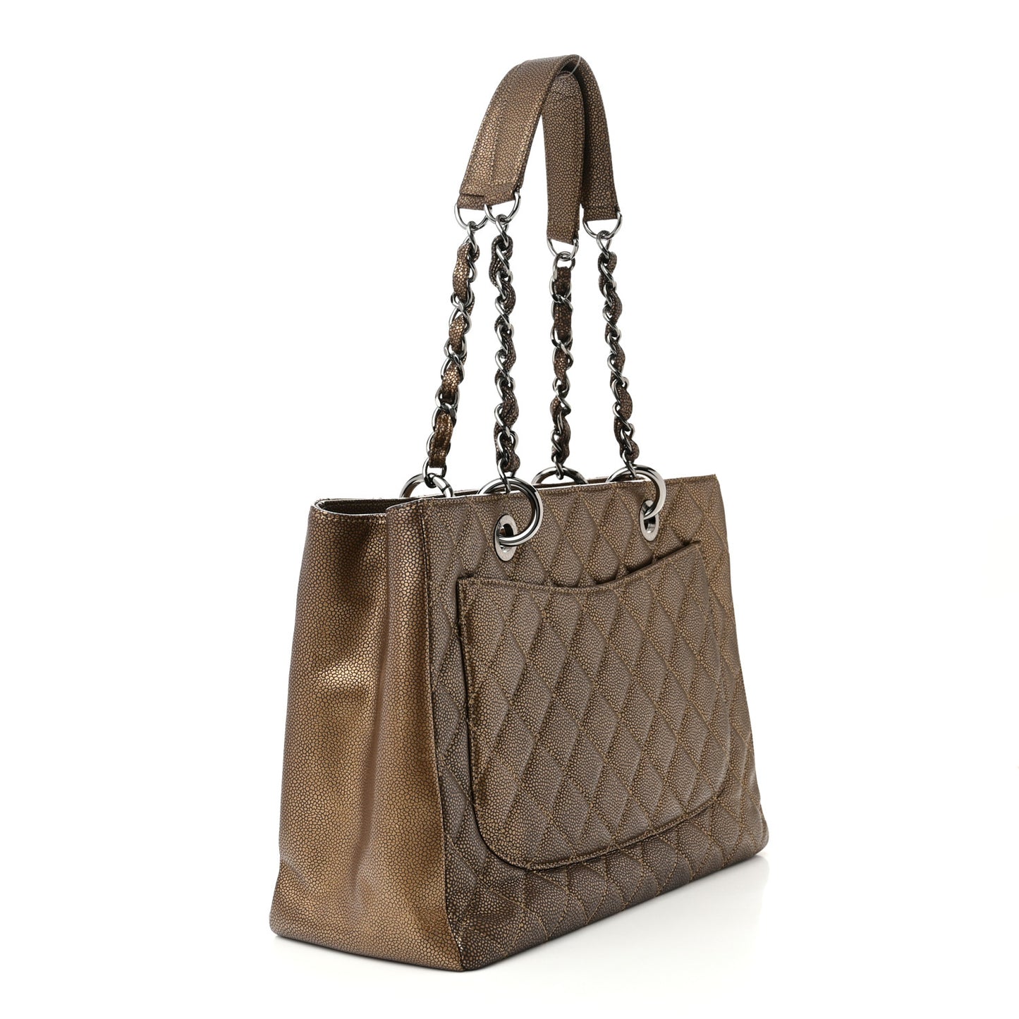 Metallic Caviar Quilted Grand Shopping Tote GST Bronze
