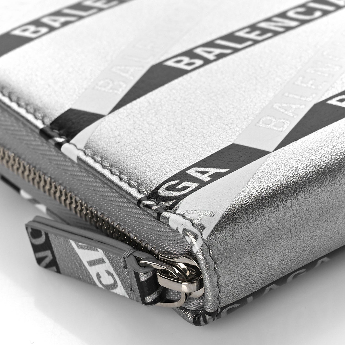 Metallic Calfskin Losange Monogram Everyday Continental Zip Around Wallet Silver Black White