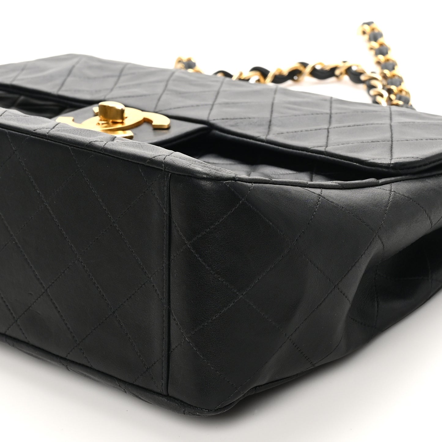 Lambskin Quilted Jumbo Single Flap Black