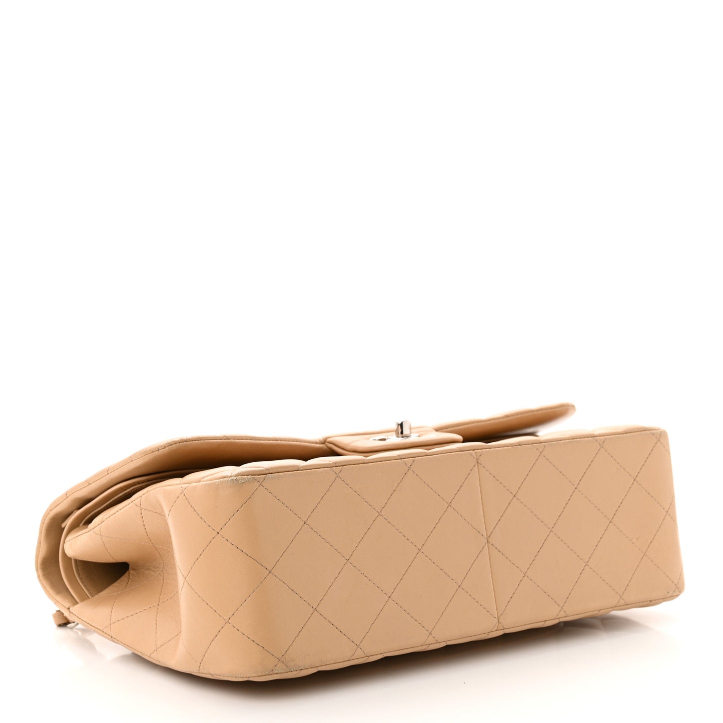 Lambskin Quilted Jumbo Double Flap Beige Clair