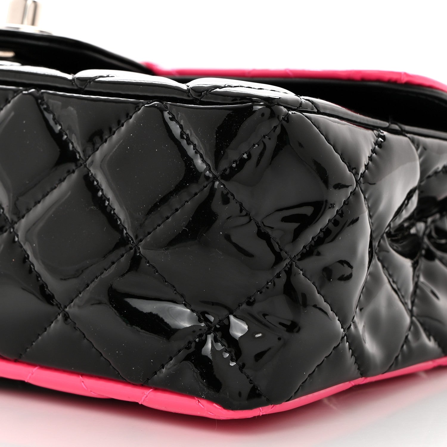 Chanel Patent Calfskin Quilted Bi-Color Mini Rectangular Flap Pink Black 10 of 10