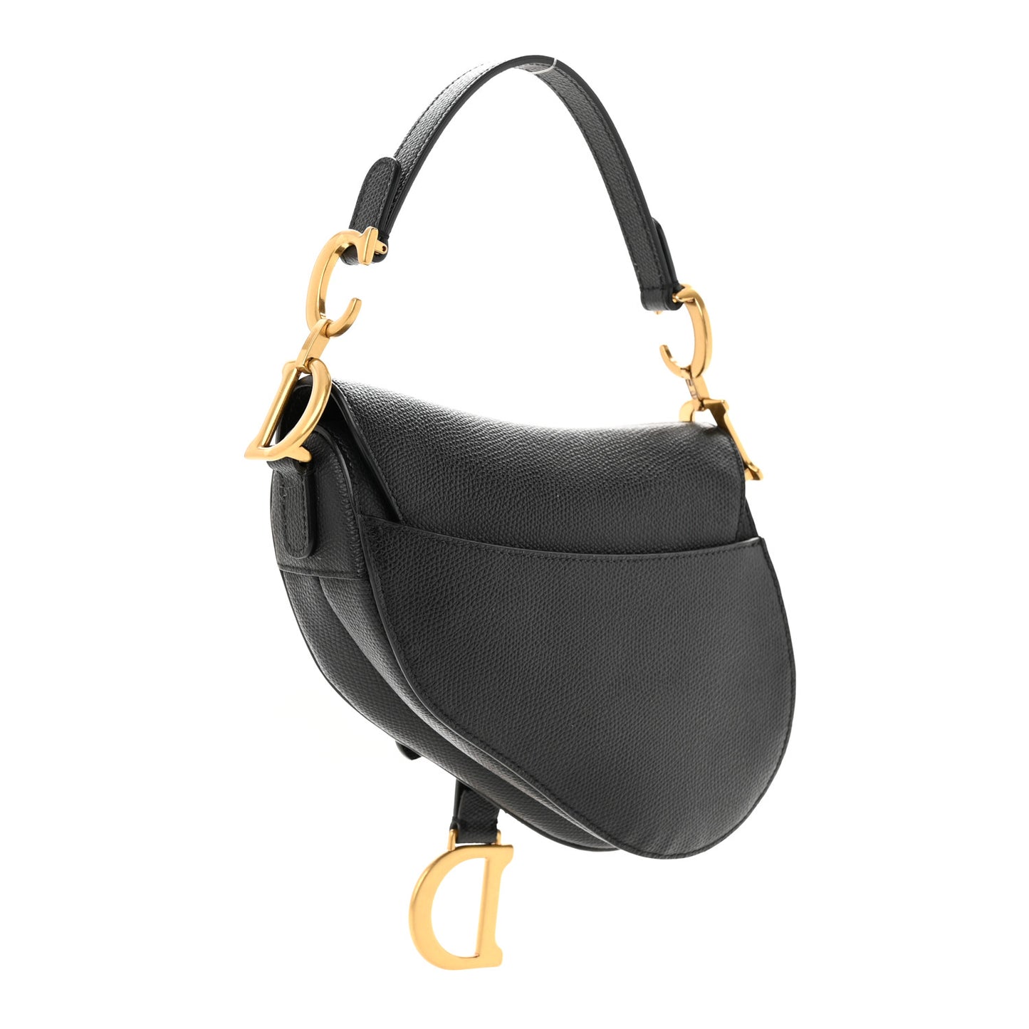 Grained Calfskin Mini Saddle Bag Black