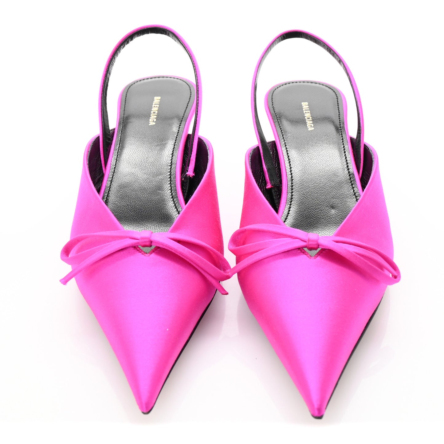 Satin Pointed Toe Knife Slingback 40mm Mules 36 Rose Fuchsia