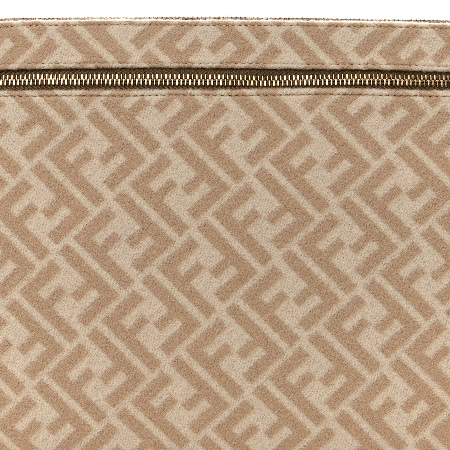 Wool Vitello King FF 1974 Diagonal Clutch Shoulder Bag Beige Cammello Sand