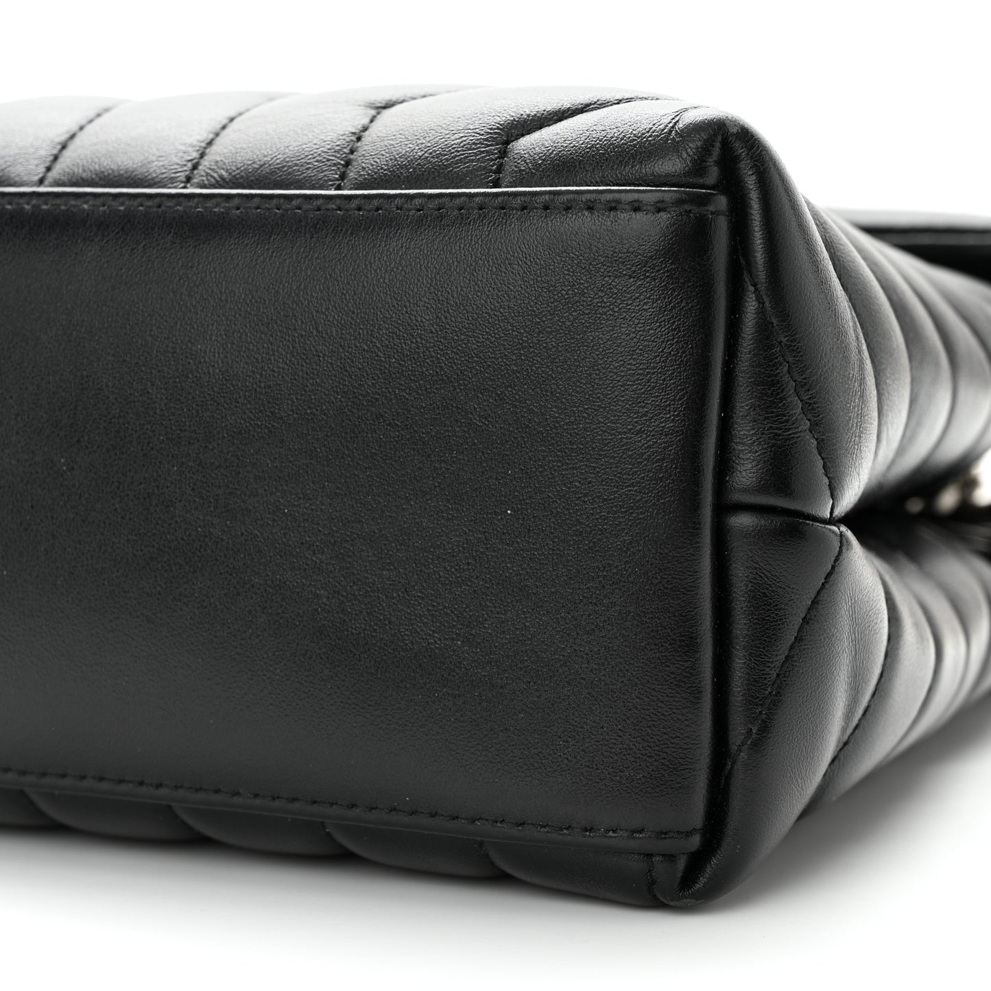 Calfskin Y Quilted Monogram Medium Loulou Chain Satchel Black