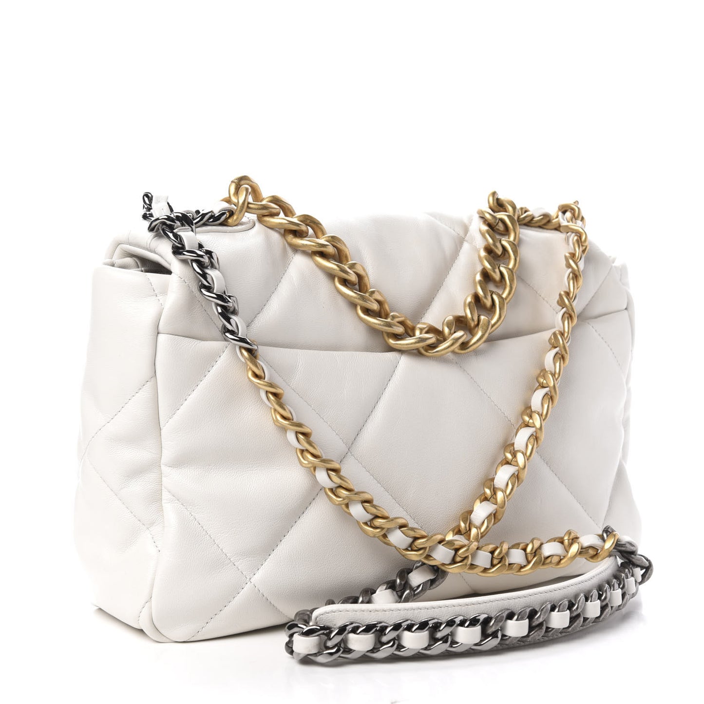 Goatskin Quilted Large 19 Flap White