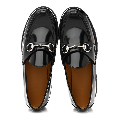 Cordovan Lux Womens Horsebit 45mm Platform Loafers 39.5 Black